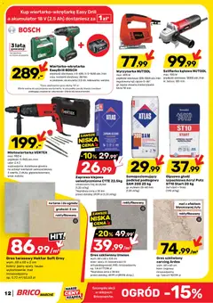 Pogląd oferty "Brico Marché gazetka" - ważna od 06.05.2026 | Strona: 12 | Produkty: Młotowiertarka, Walizka, Szlifierka