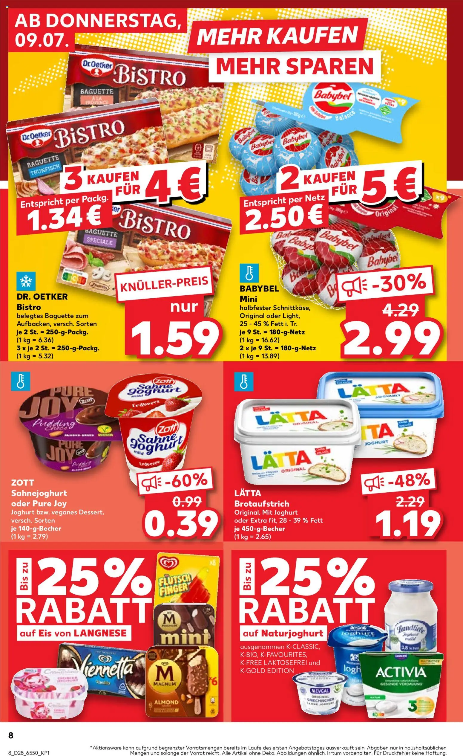 Kaufland Německo leták - Kiel od 09.07.2026 | Strana: 8 | Produkty: Babybel, Magnum