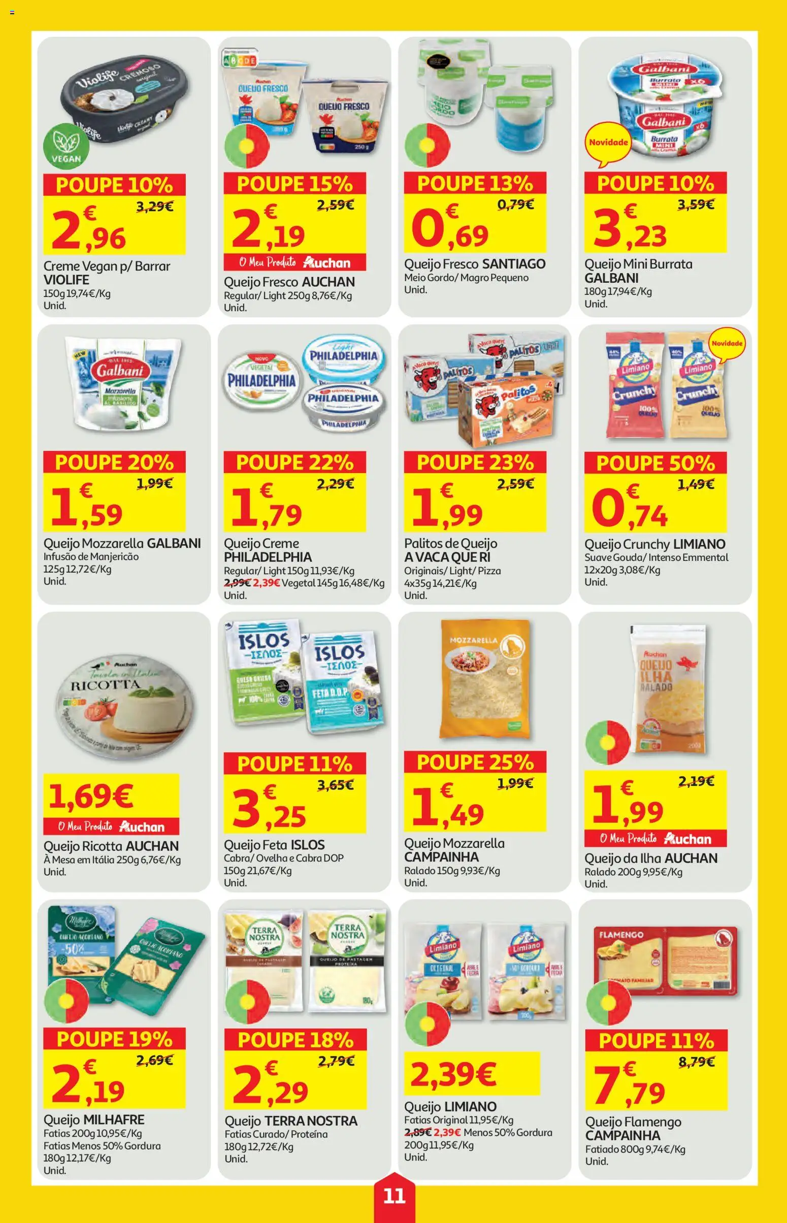 Auchan folheto │ válido de 28.05.2026 | Página: 11 | Produtos: Queijo creme, Campainha, Queijo, Pizza
