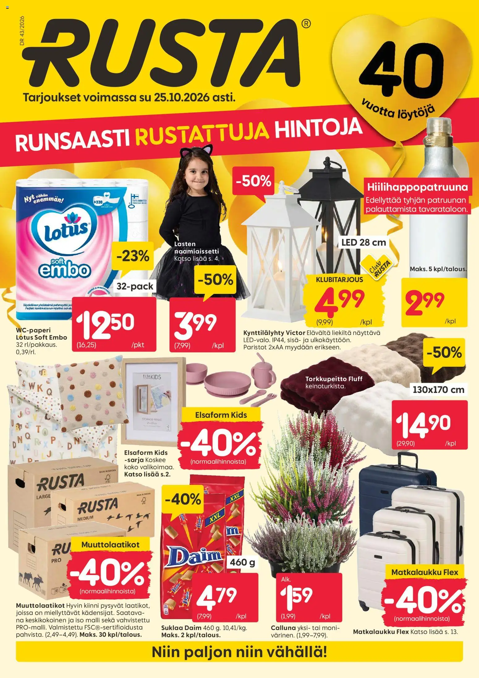 Rusta tarjoukset – voimassa 19/10/2026 alkaen | Sivu: 1