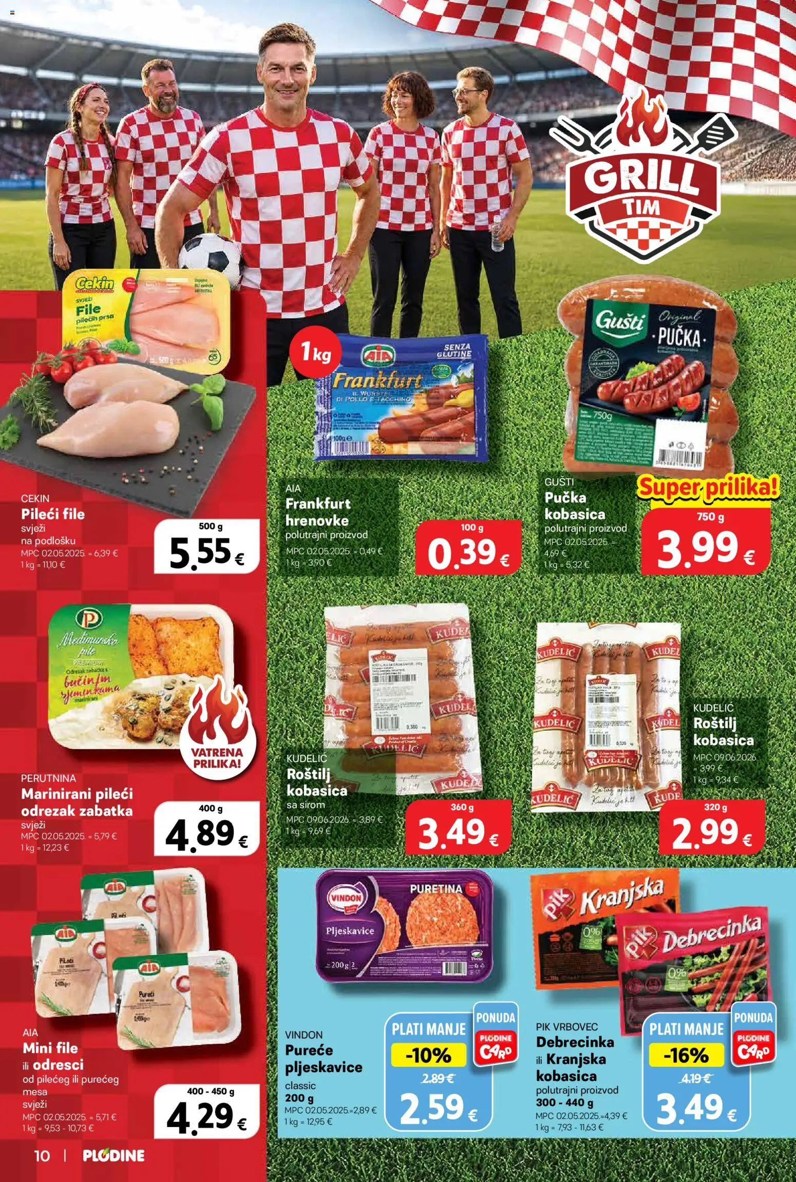 Plodine katalog | vrijedi od 18.06.2026 | Stranica: 10 | Proizvodi: Puretina, Pileći file, Pljeskavice, Pik Vrbovec