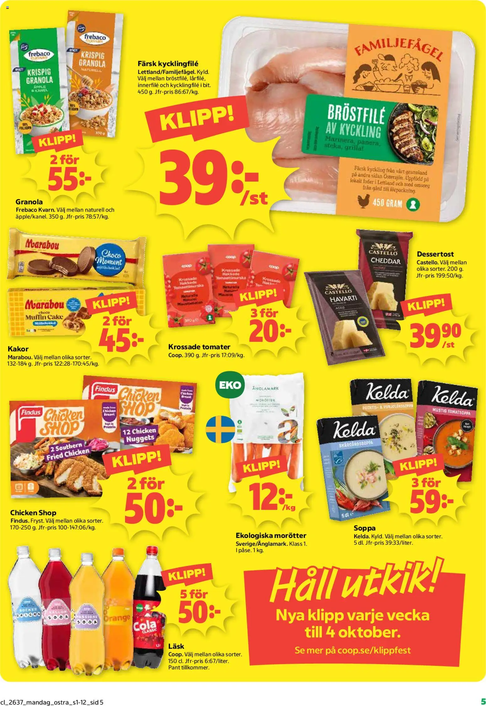 Coop reklamblad aktuell från 07/09/2026 | Sida: 5 | Produkter: Cheddar, Äpple, Granola, Potatis