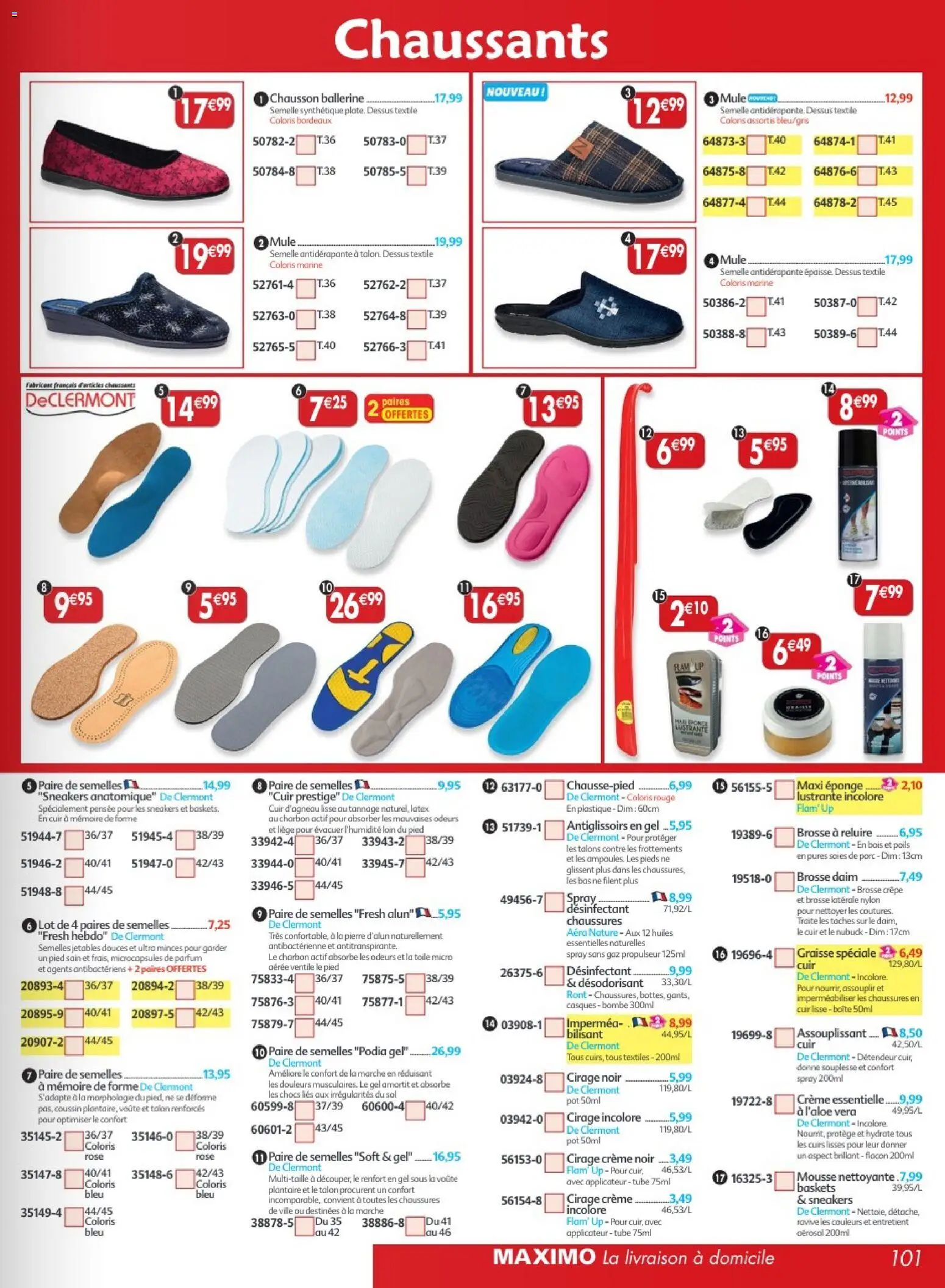 {H1} | Page: 101 | Produits: Sneakers, Eponge, Désodorisant, Porc