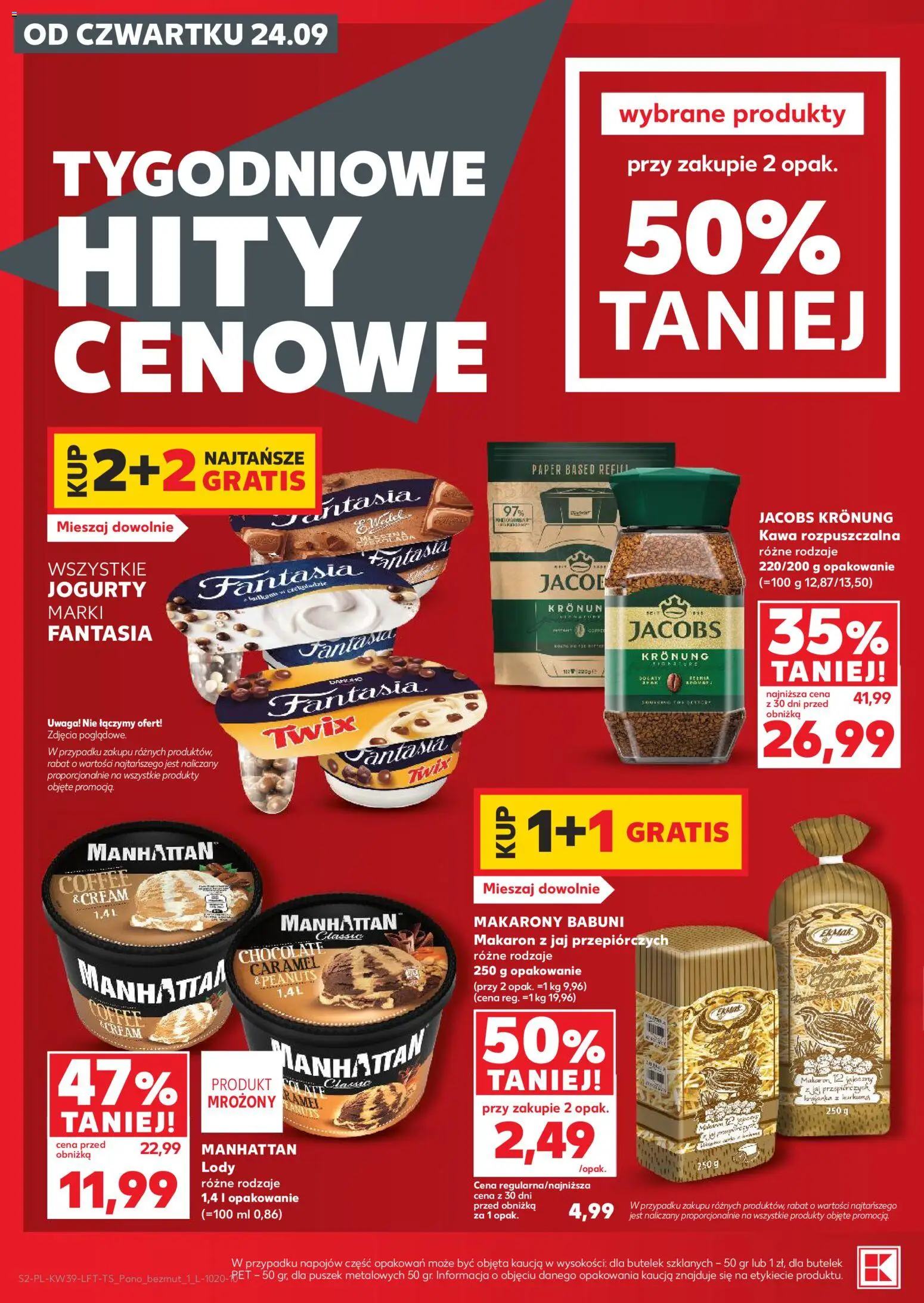 Kaufland Polsko leták od 24.09.2026 | Strana: 2 | Produkty: Jacobs Kronung, Manhattan, Jacobs, Jogurty