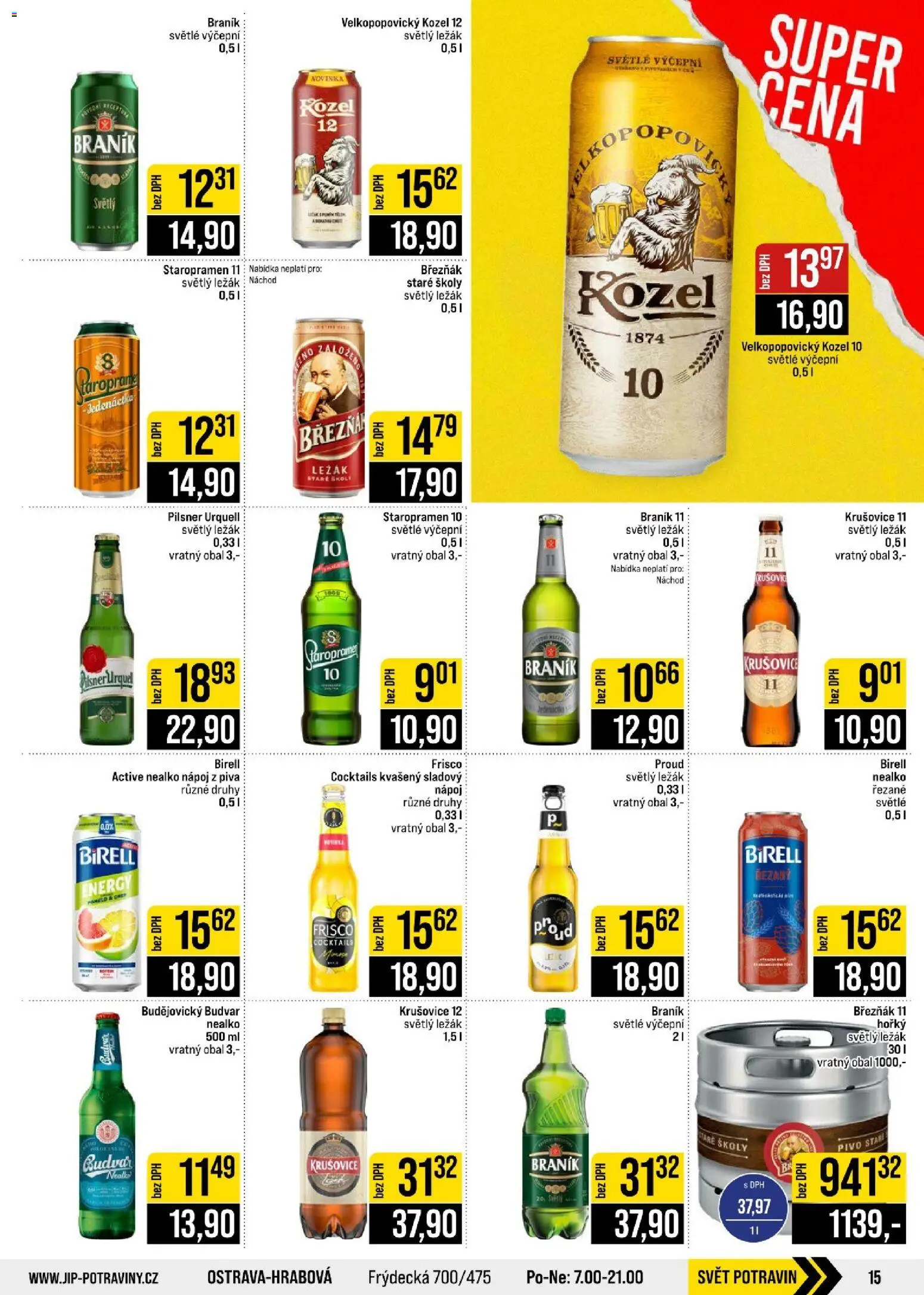 Jip leták - Cash & Carry od 21.10.2026 | Strana: 15 | Produkty: Budvar, Birell, Staropramen 11, Braník