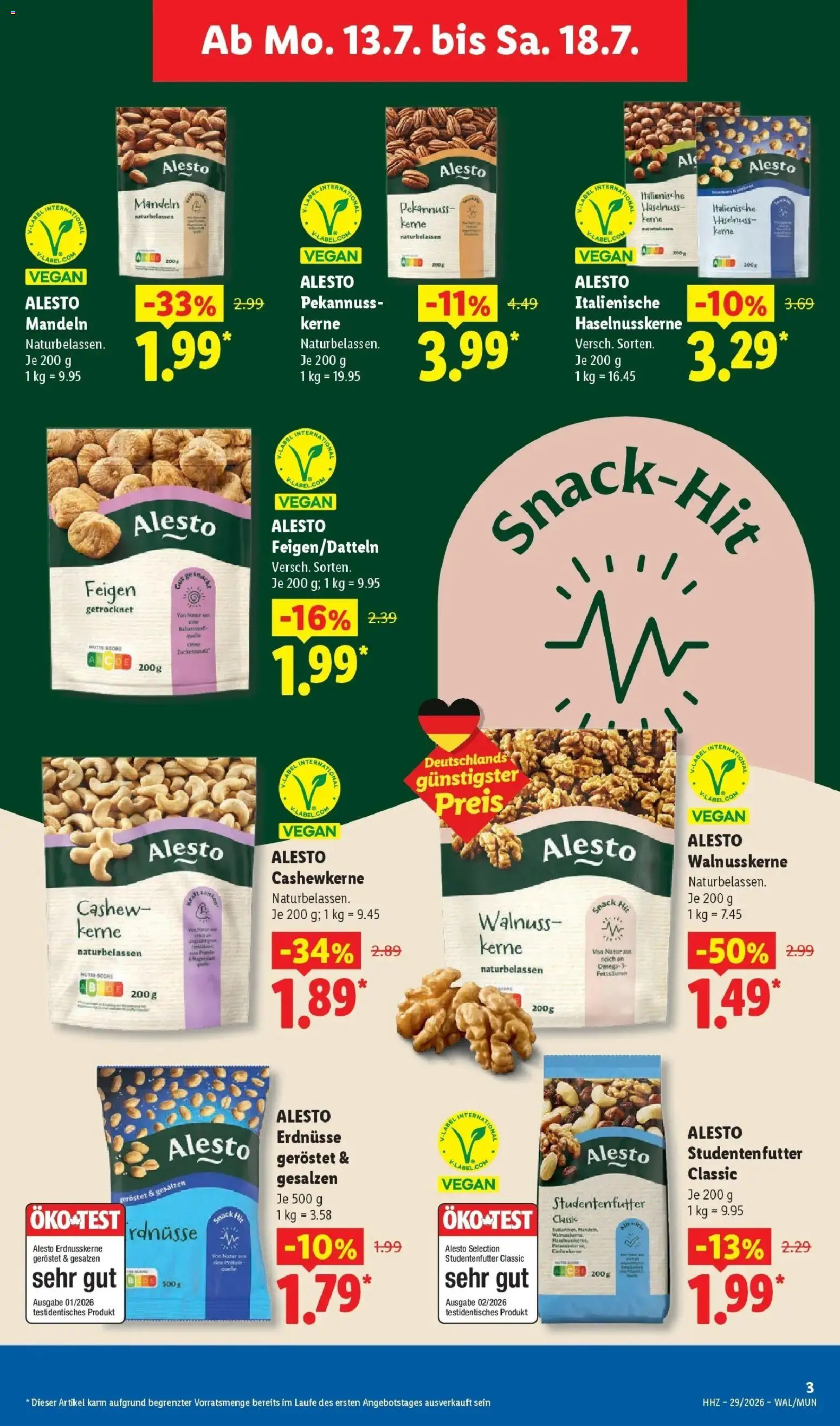 Lidl Prospekt Weikersheim – gültig ab 13.07.2026 | Seite: 7 | Produkte: Erdnüsse, Mandeln, Cashew, Feigen