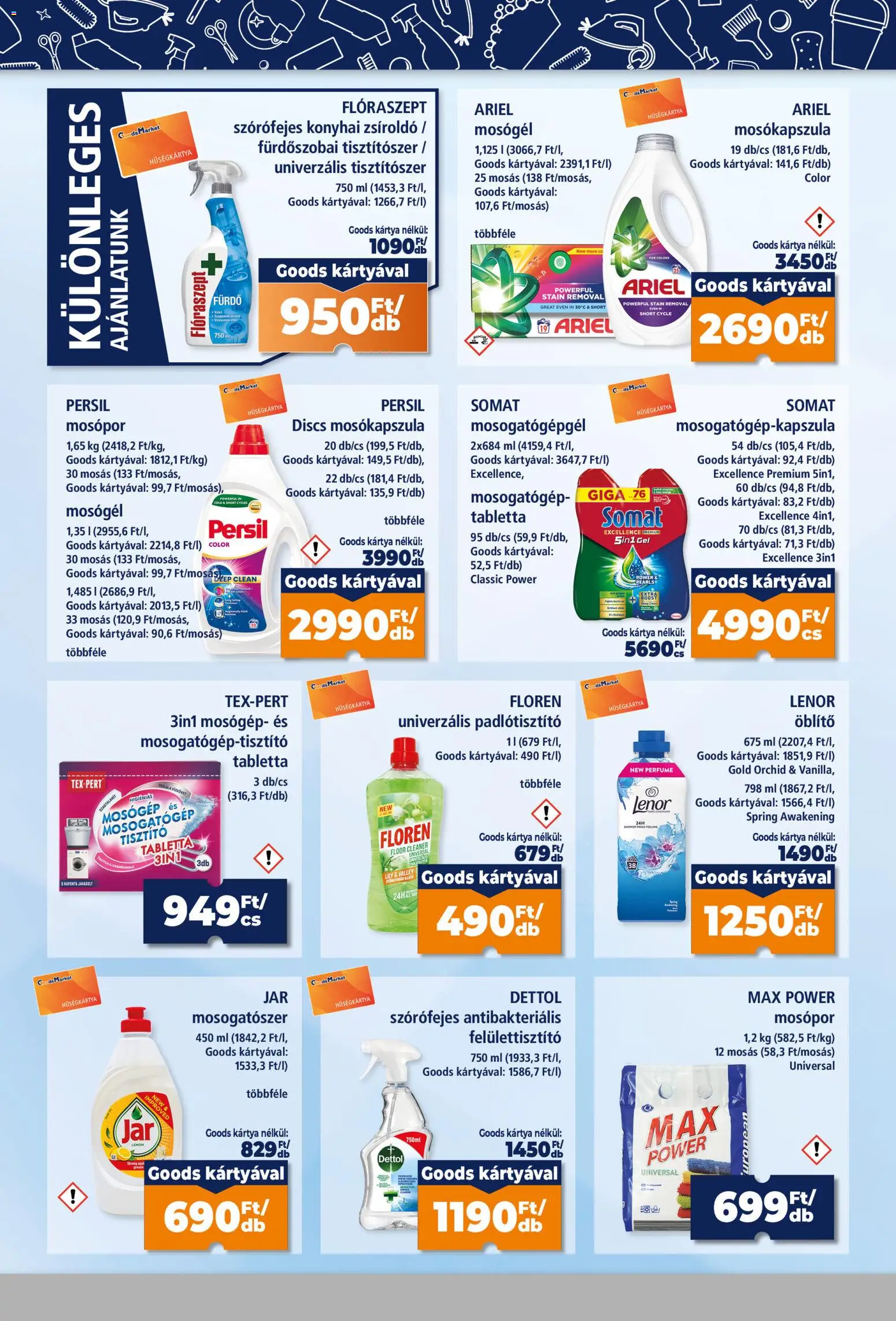 Goods Market akciós ujság - amely érvényes a következő dátumtól: 2026.08.21. | Oldal: 2 | Termékek: Tisztító, Öblítő, Dettol, Gél