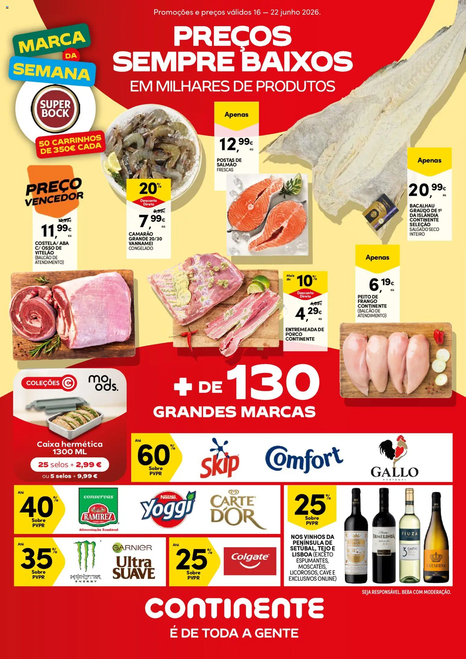 Continente folheto │ válido de 16.06.2026 | Página: 1 | Produtos: Frango, Camarão, Salmão, Nestlé