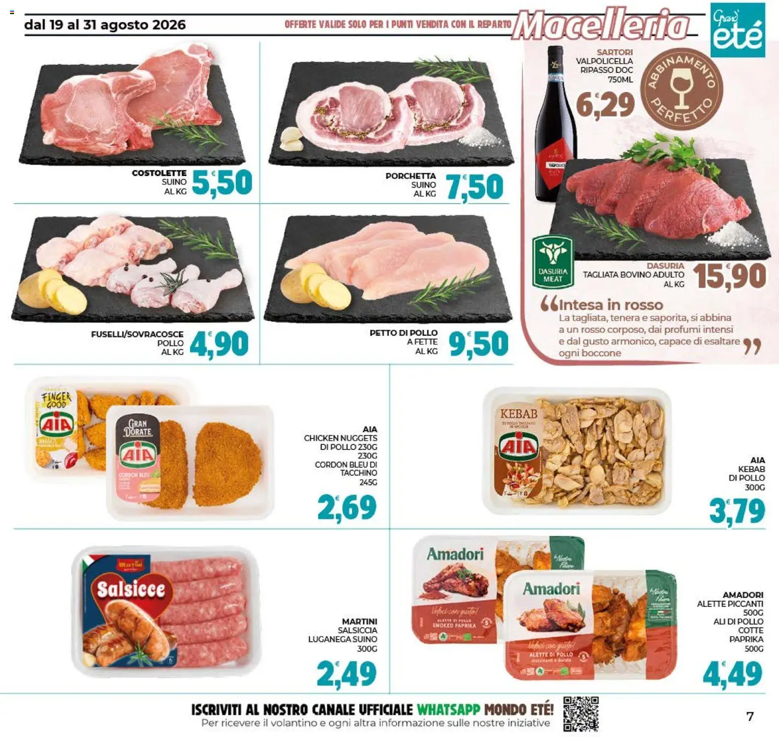Volantino Eté del 19/08/2026 | Pagina: 7 | Prodotti: Petto di Pollo, Porchetta, Martini, Profumi