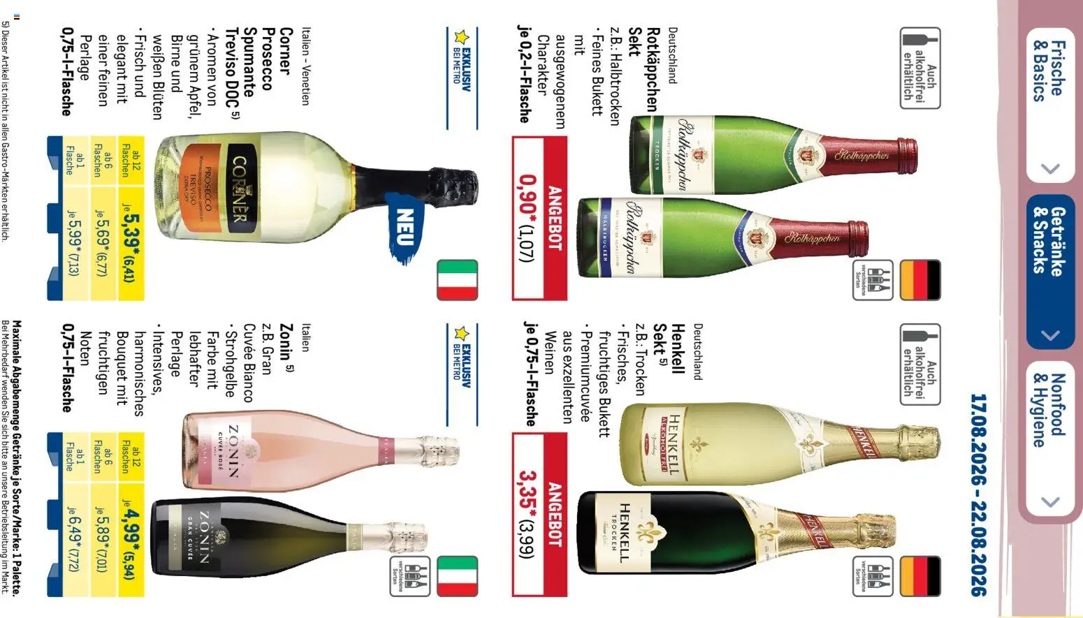 Metro NonFood-Angebote – gültig ab 17.08.2026 | Seite: 30 | Produkte: Rotkappchen sekt, Sekt, Birne, Rotkäppchen