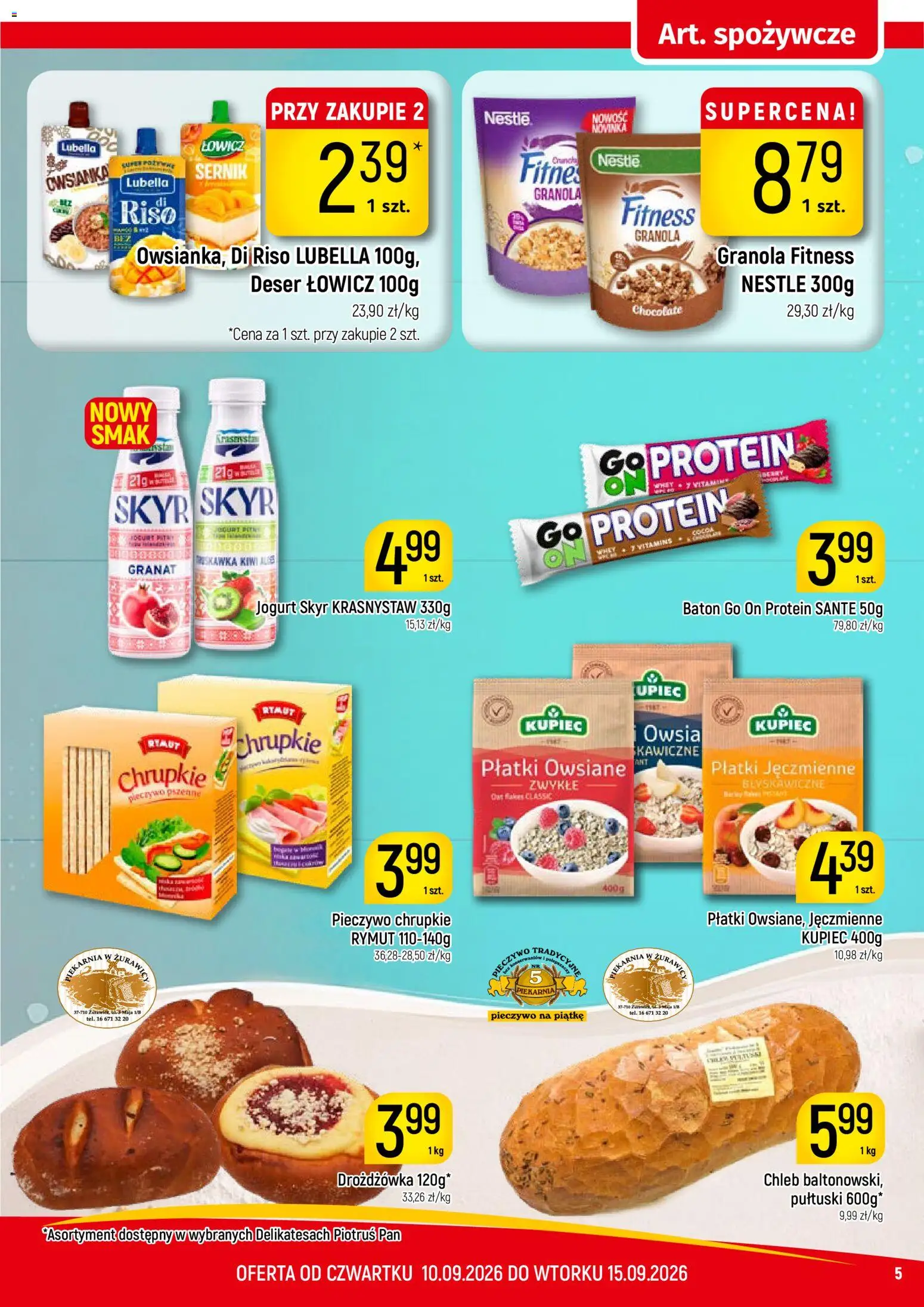 Piotruś Pan gazetka od 10.09.2026 | Strona: 5 | Produkty: Płatki owsiane, Piekarnia, Płatki jęczmienne, Kiwi