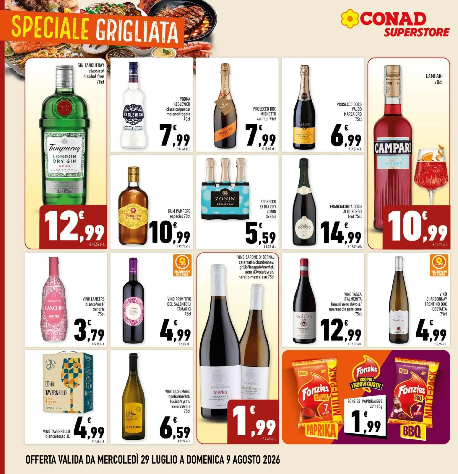 Volantino Conad del 29/07/2026 | Pagina: 14 | Prodotti: Gin, Vodka, Prosecco, Vino
