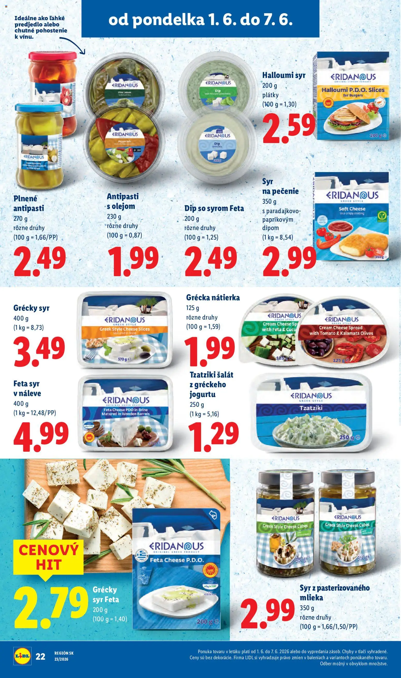Nové Lidl akcie – leták je platný od 01.06.2026 | Strana: 32 | Produkty: Syr, Feta, Šalát