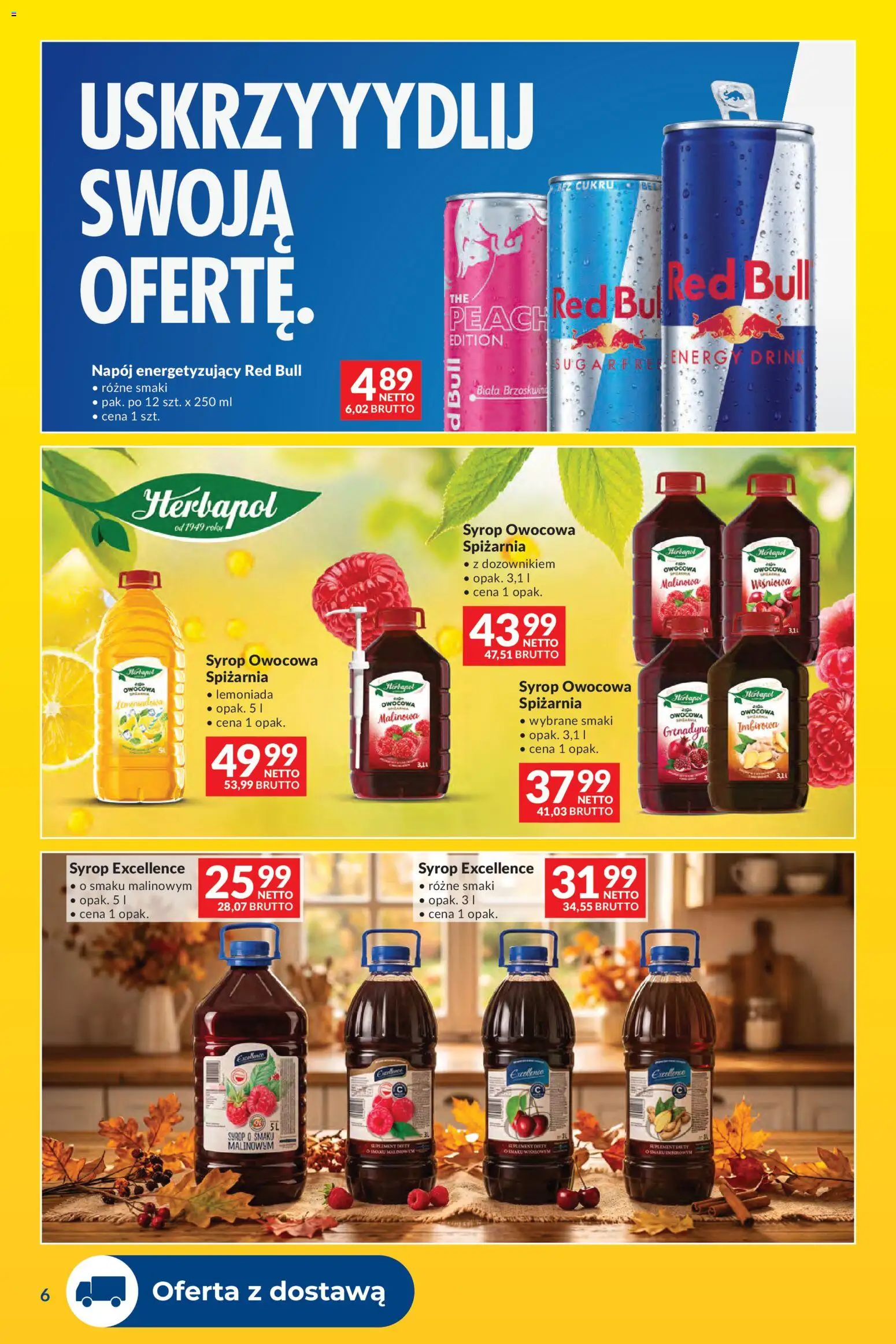 Makro gazetka - Dostawy dla gastronomii od 01.11.2026 | Strona: 6 | Produkty: Syrop, Red bull, Lemoniada