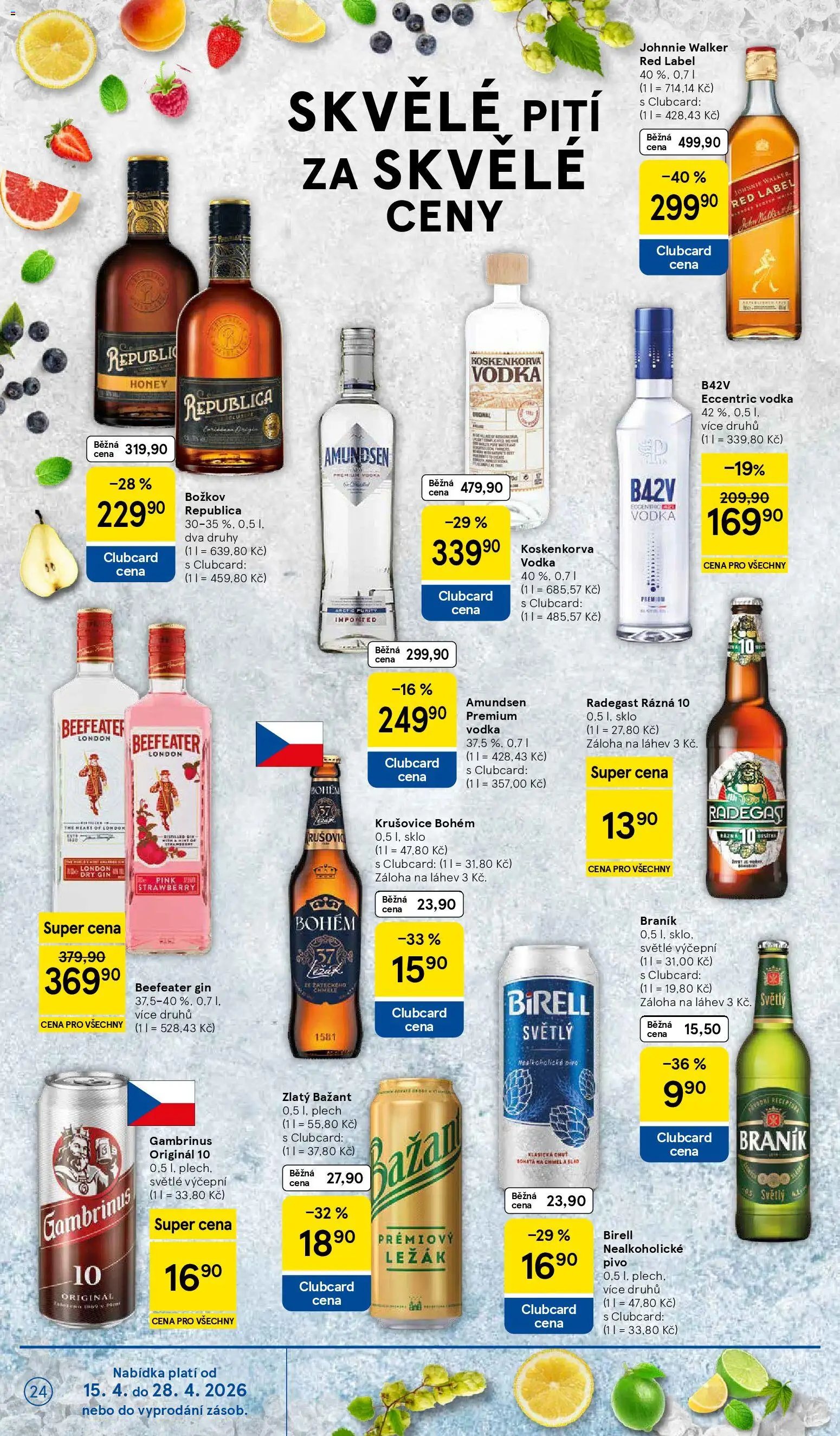 Tesco leták - Hypermarket od 15.04.2026 | Strana: 24 | Produkty: Gin, Vodka, Zlatý Bažant, Beefeater