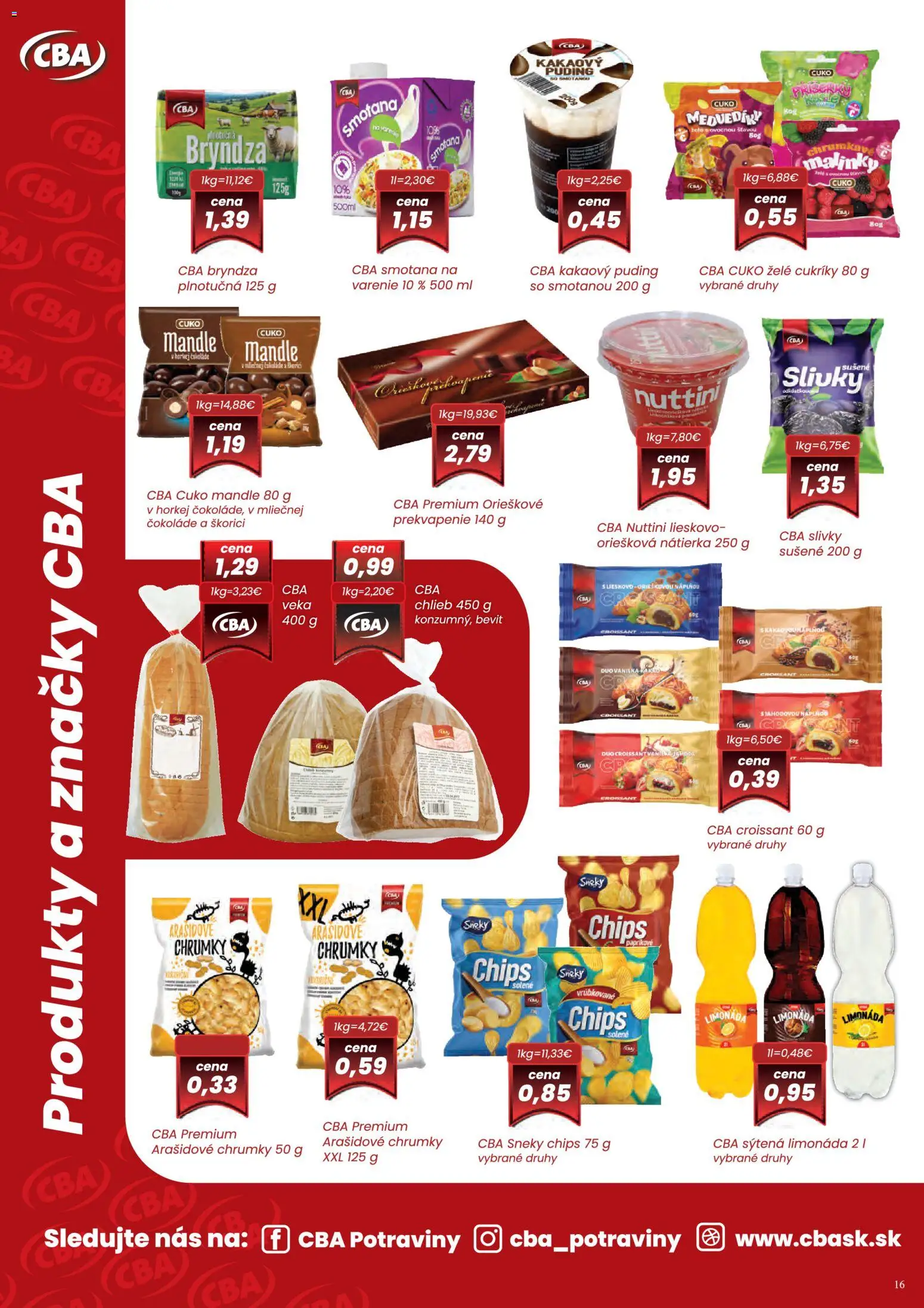 Nové CBA Verex akcie – leták je platný od 07.05.2026 | Strana: 16 | Produkty: Smotana, Puding, Bryndza, Mandle