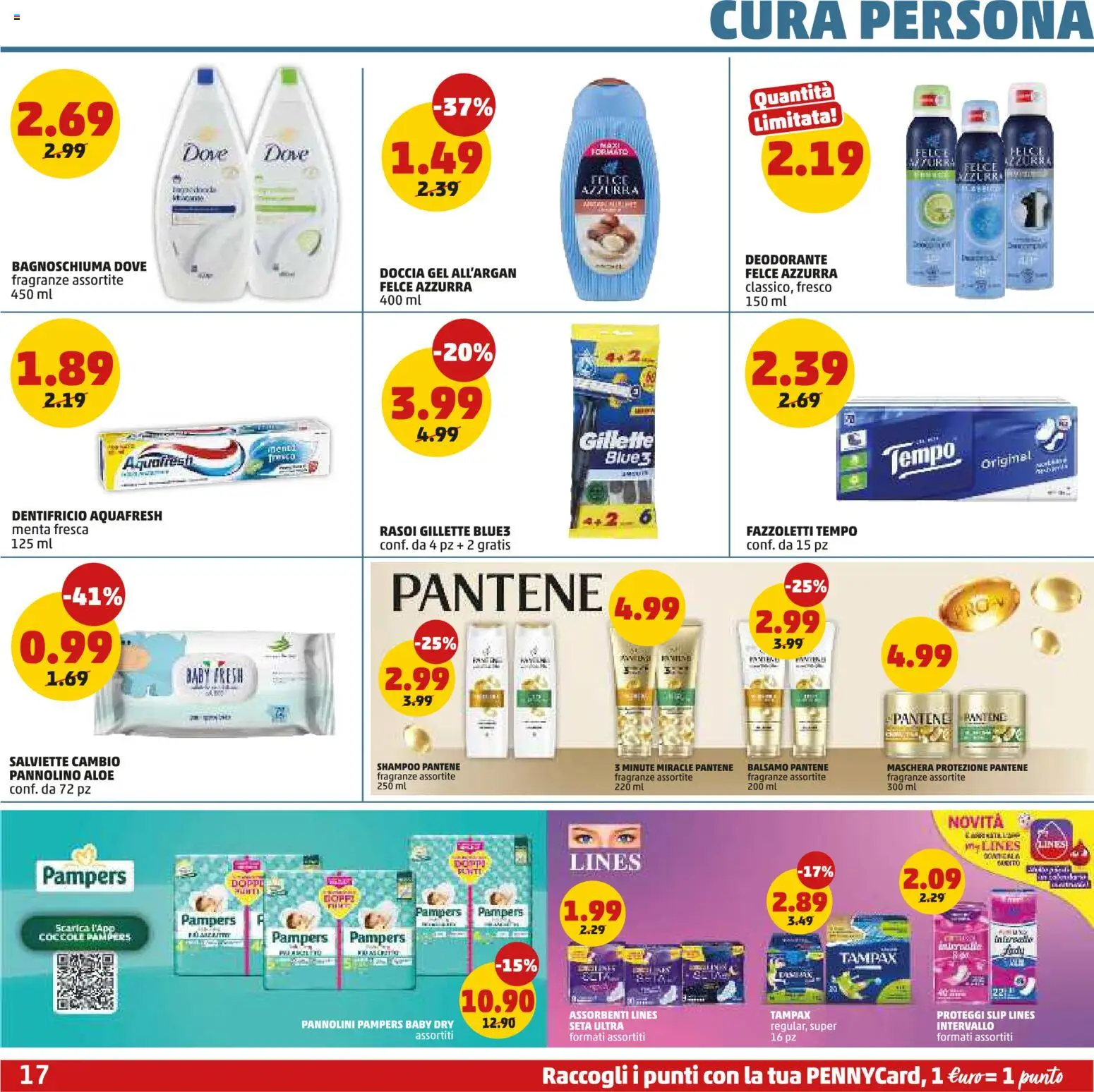 Volantino PENNY del 07.05.2026 | Pagina: 17 | Prodotti: Balsamo, Dentifricio, Pampers, Doccia