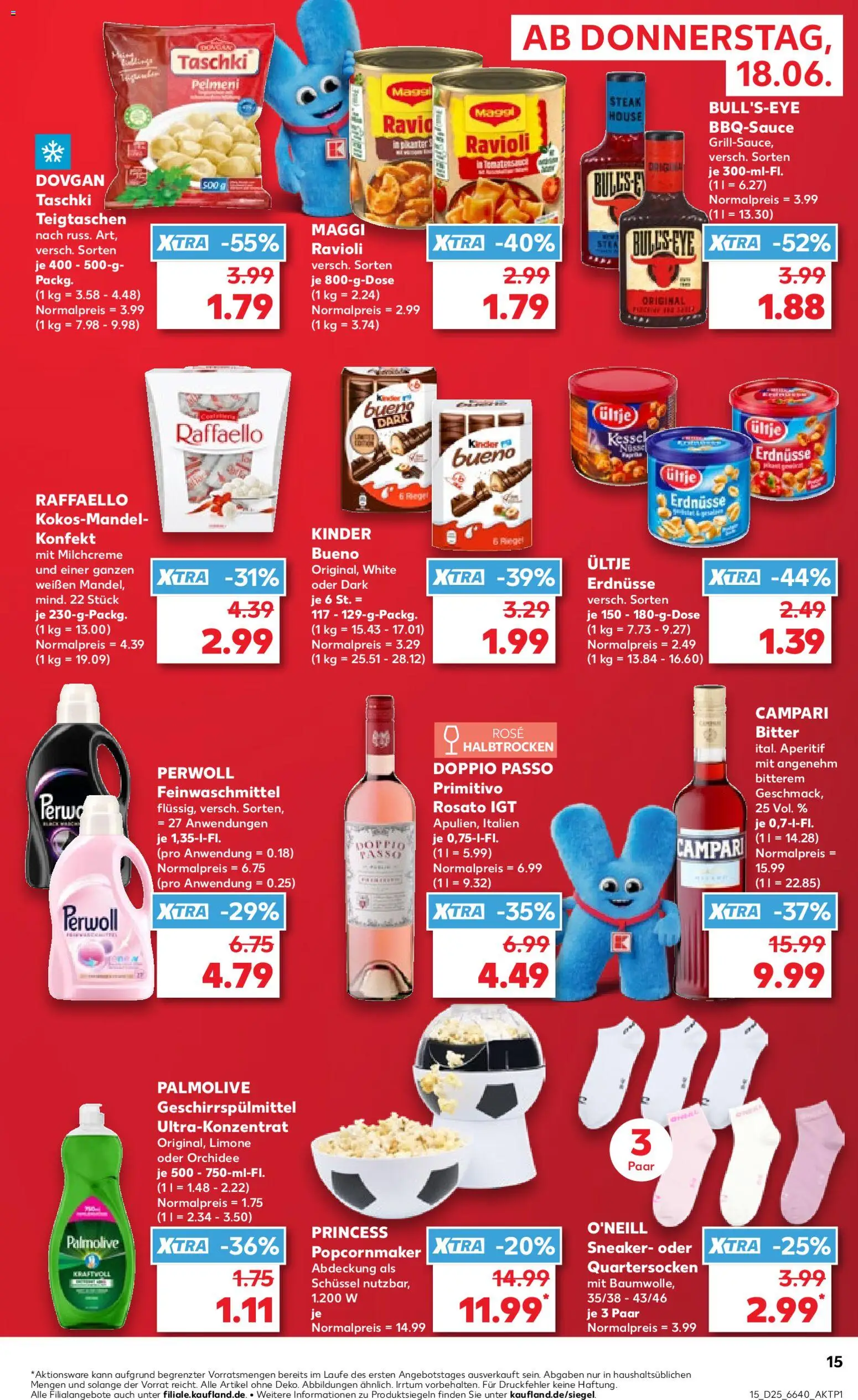 Kaufland Prospekt – gültig ab 18.06.2026 | Seite: 15 | Produkte: Maggi, Campari, Kinder bueno, Perwoll