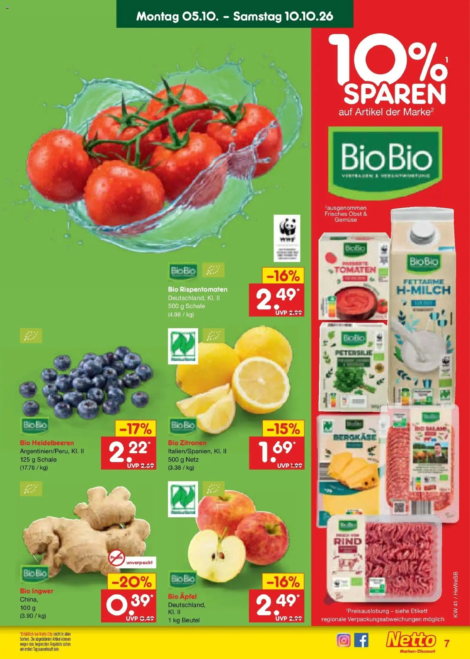 Netto Marken-Discount Prospekt Hamburg (ab 05.10.2026) » Angebote | Seite: 7 | Produkte: Tomaten, Heidelbeeren, Gemüse, Obst