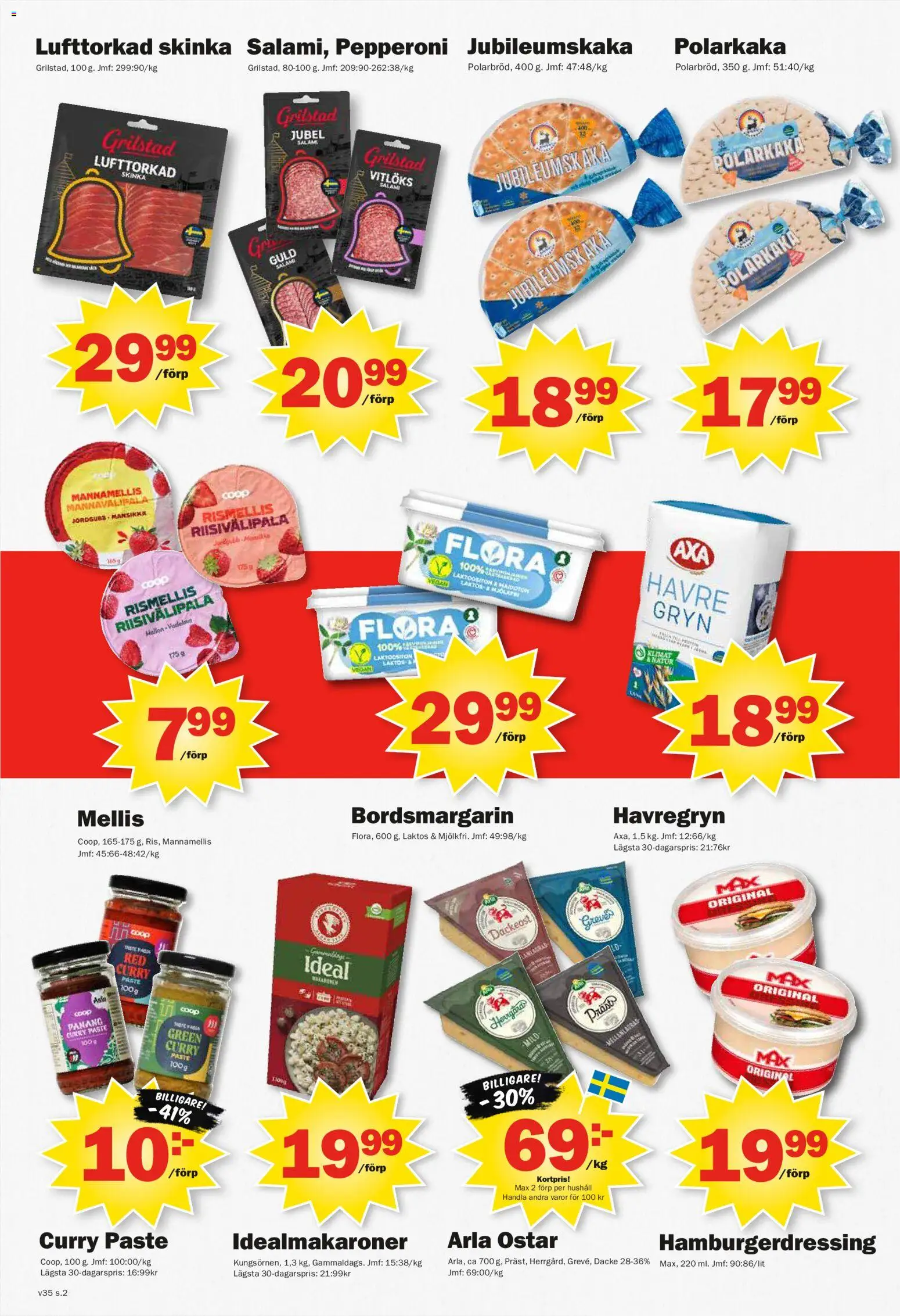Pekås reklamblad aktuell från 24/08/2026 | Sida: 2 | Produkter: Havregryn, Hamburgerdressing, Salami, Skinka