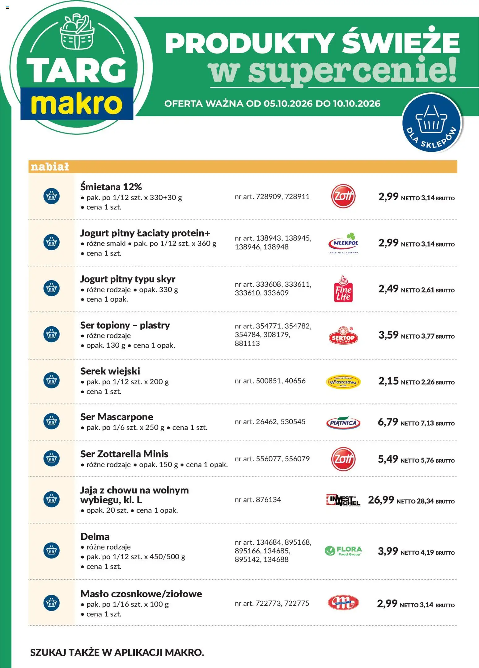 Makro gazetka - Oferta świeża w super cenach od 05.10.2026 | Strona: 7 | Produkty: Serek, Piątnica, Jogurt, Jaja