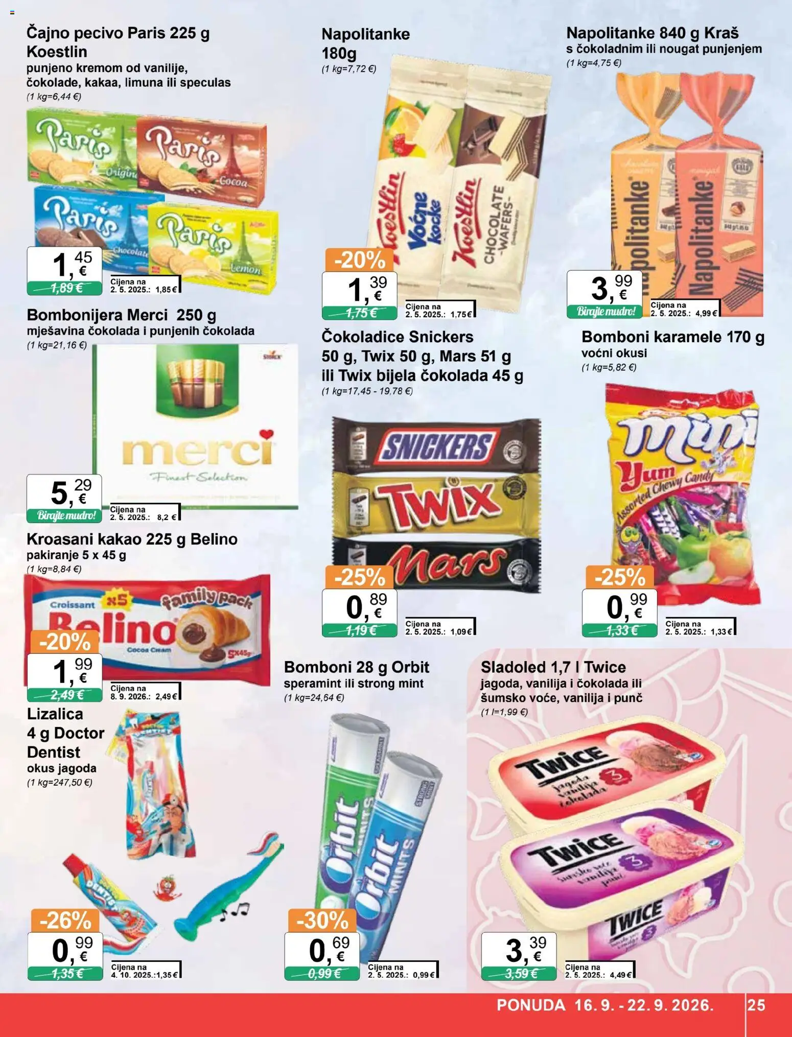 KTC katalog | vrijedi od 16.09.2026 | Stranica: 25 | Proizvodi: Cokoladice, Čokolada, Sladoled, Kakao