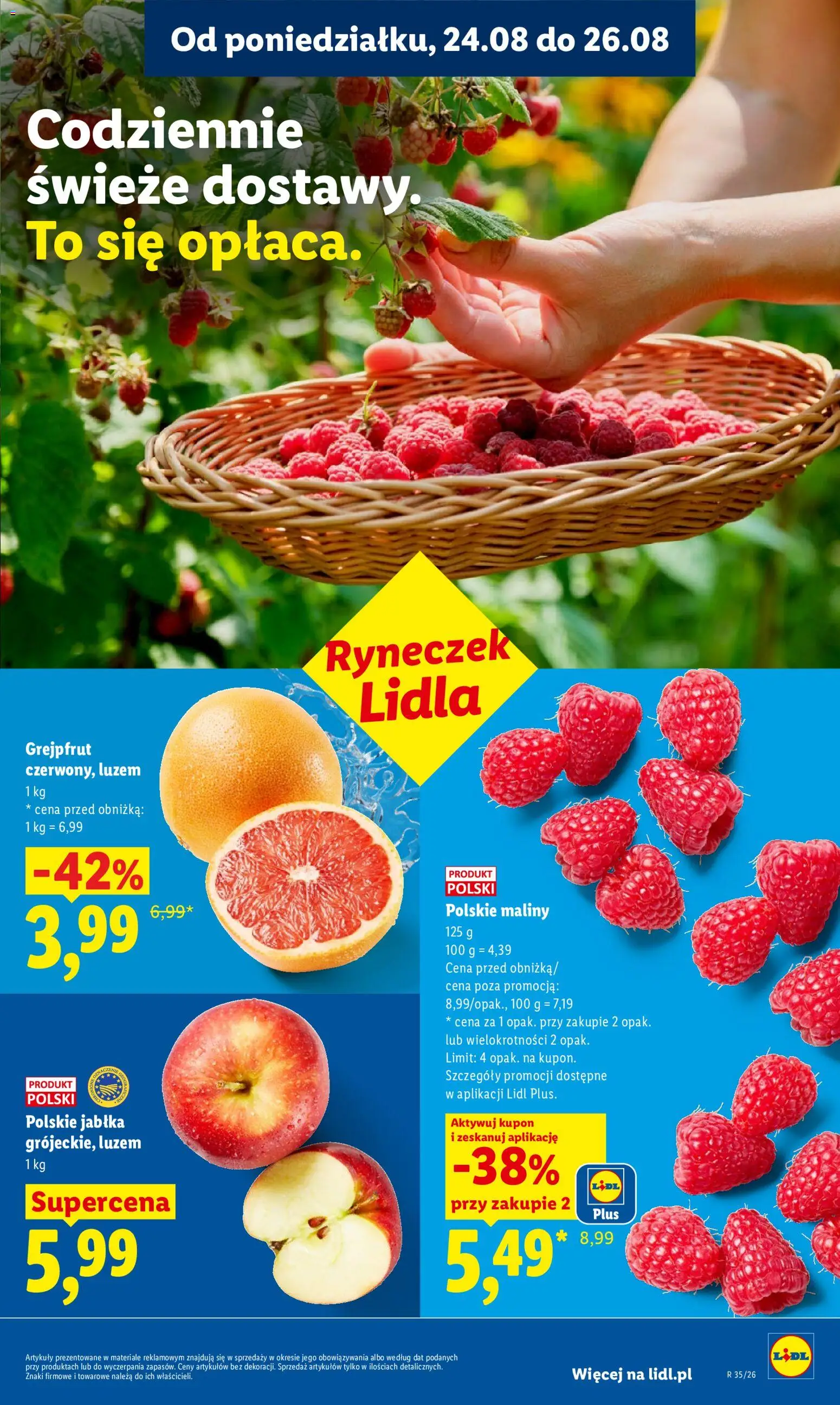 Lidl Polsko leták od 24.08.2026 | Strana: 39 | Produkty: Jablka, Maliny