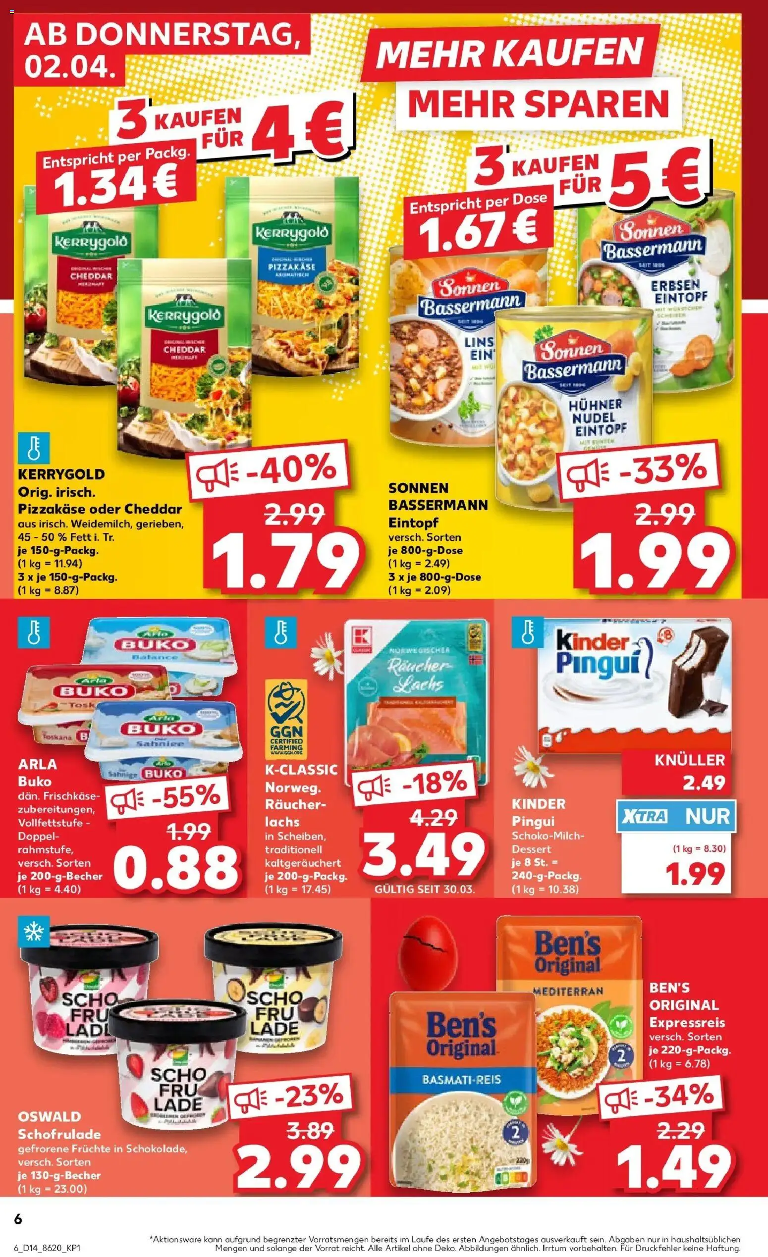 Kaufland Prospekt Bergkamen	 – gültig ab 02.04.2026 | Seite: 6 | Produkte: Basmatireis, Lachs, Räucherlachs, Frischkase