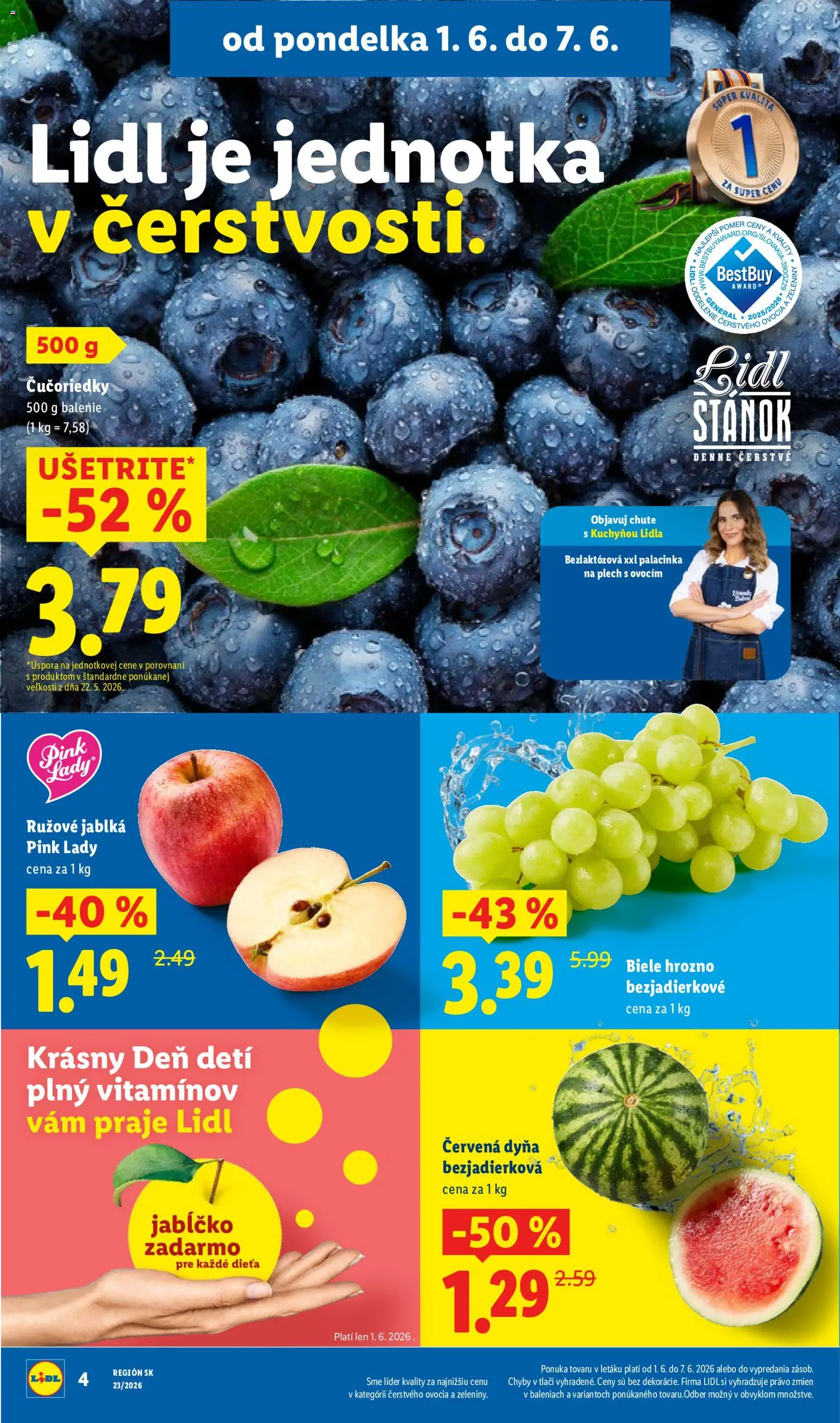 Nové Lidl akcie – leták je platný od 01.06.2026 | Strana: 10 | Produkty: Jablká, Čučoriedky, Hrozno