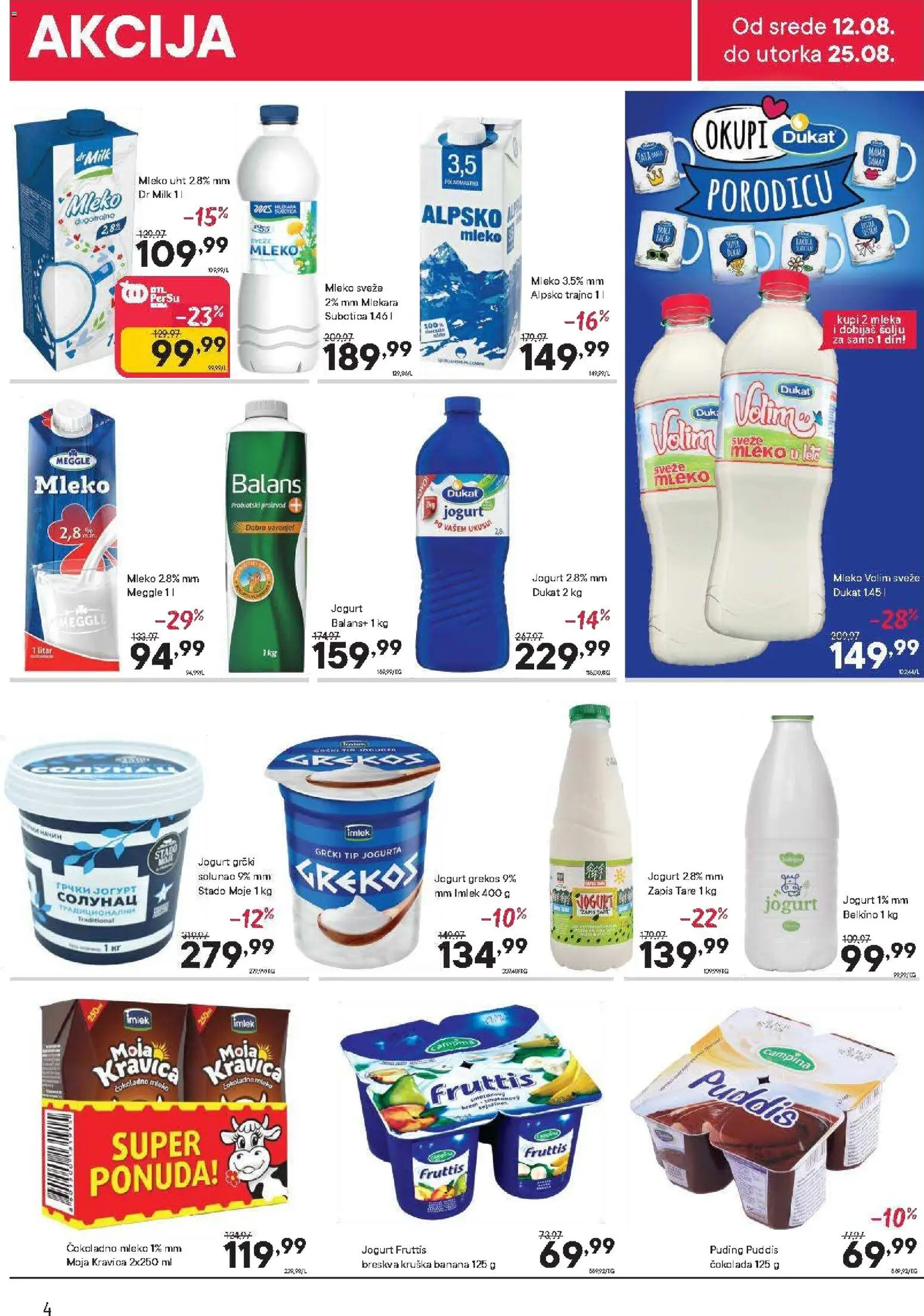 PerSu katalog - važi od 12.08.2026 | Strana: 4 | Proizvode: Čokoladno mleko, Moja kravica, Jogurt, Breskva