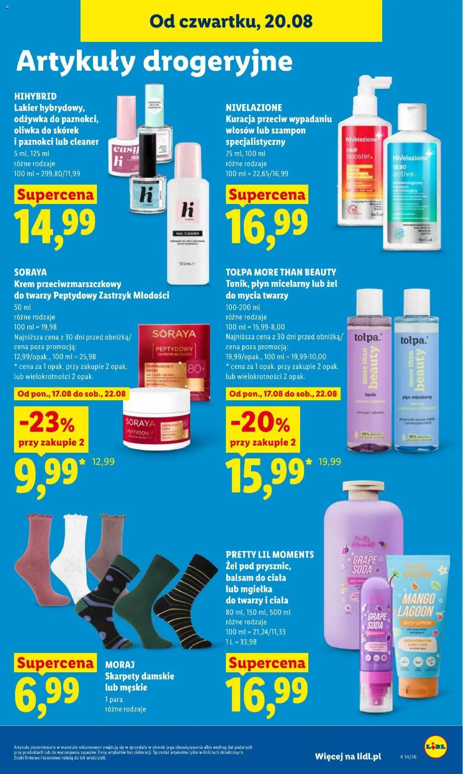 Lidl gazetka od 20.08.2026 | Strona: 91 | Produkty: Skarpety damskie, Balsam do ciała, Szampon, Body