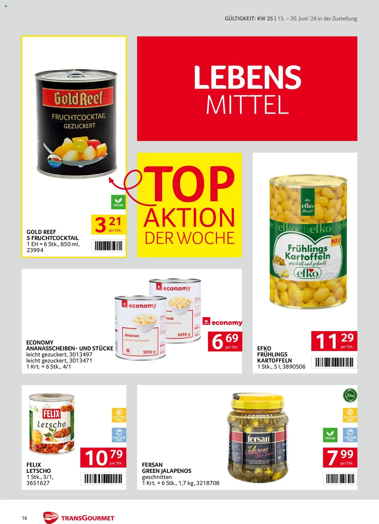 Transgourmet Zustellaktion gültig ab 15.06.2026 | Seite: 16 | Produkte: Kartoffeln, Ananas