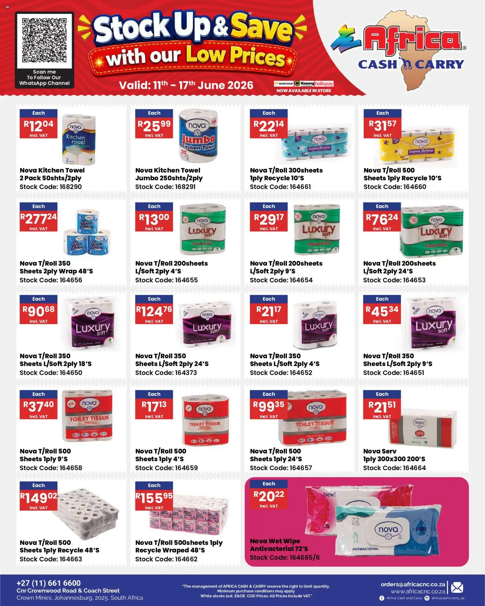 New Africa Cash & Carry catalogue – valid from 11.06.2026 | Page: 60 | Products: Toilet, Towel, Stock
