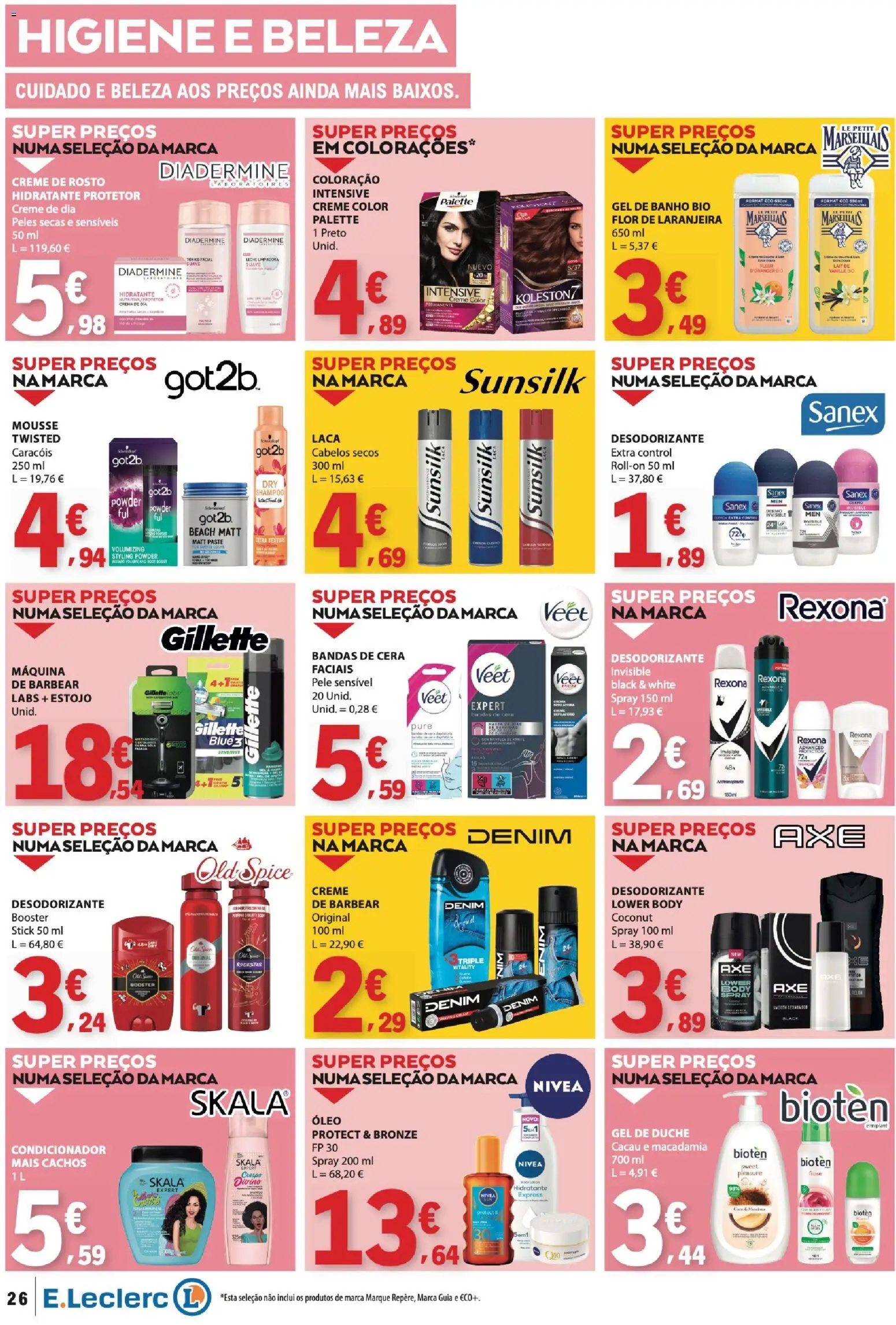 E.Leclerc folheto │ válido de 06/08/2026 | Página: 26 | Produtos: Condicionador, Cacau, Cera, Banho