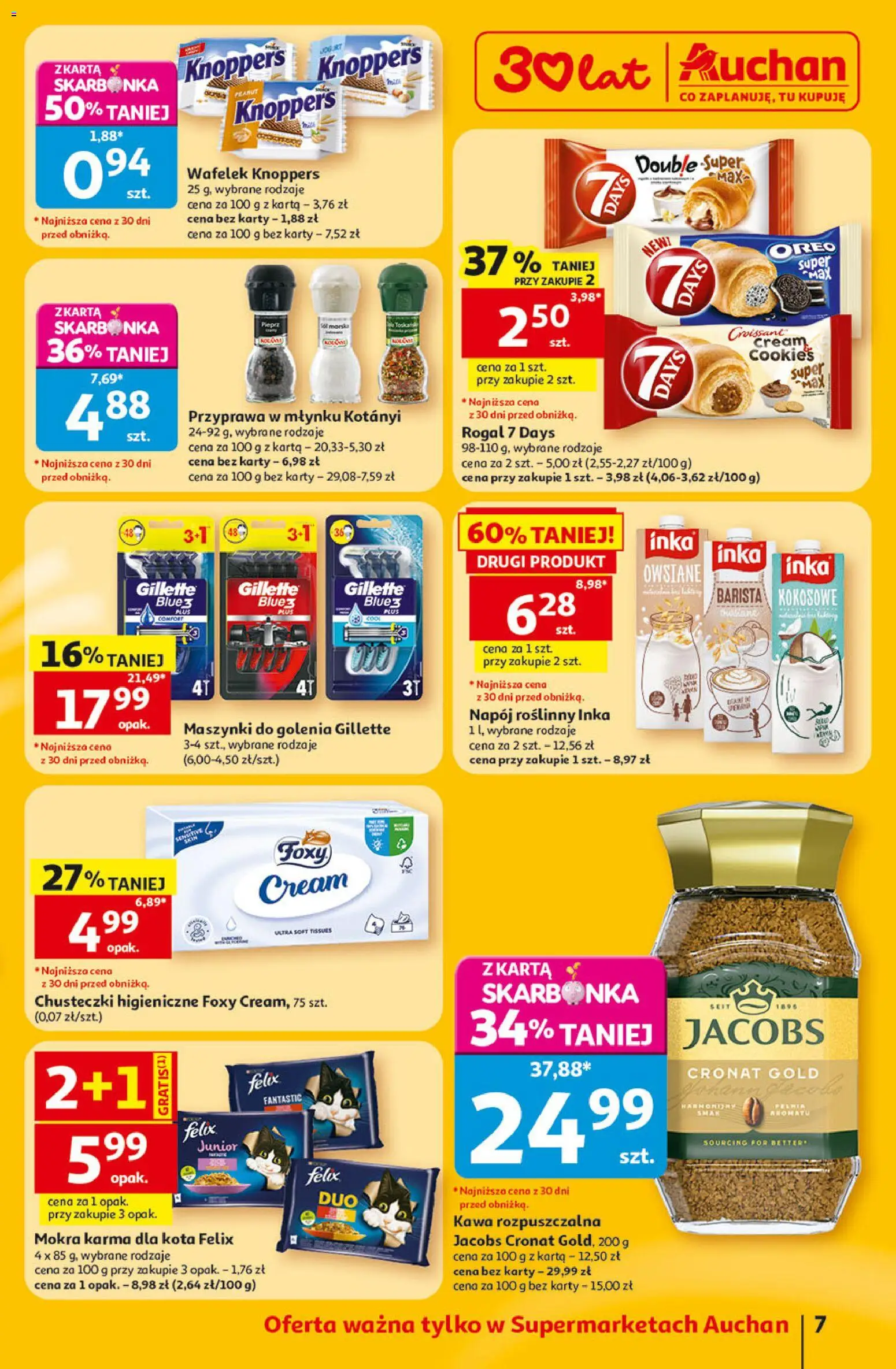 Auchan gazetka od 02.07.2026 | Strona: 7 | Produkty: Karta, Gillette, Kawa rozpuszczalna, Maszynki do golenia