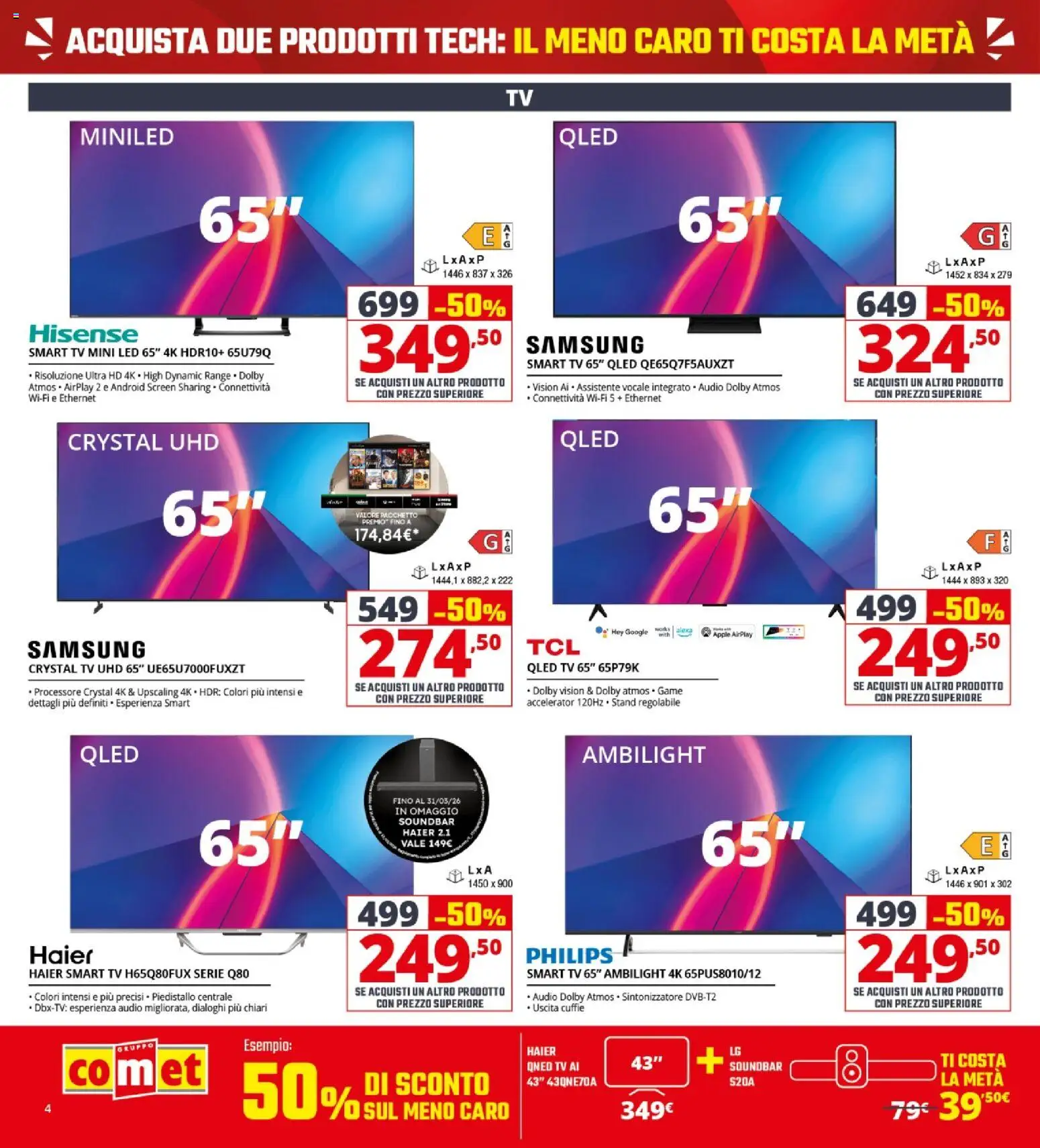 Volantino Comet del 21.05.2026 | Pagina: 4 | Prodotti: smart TV, TV, Audio, Samsung