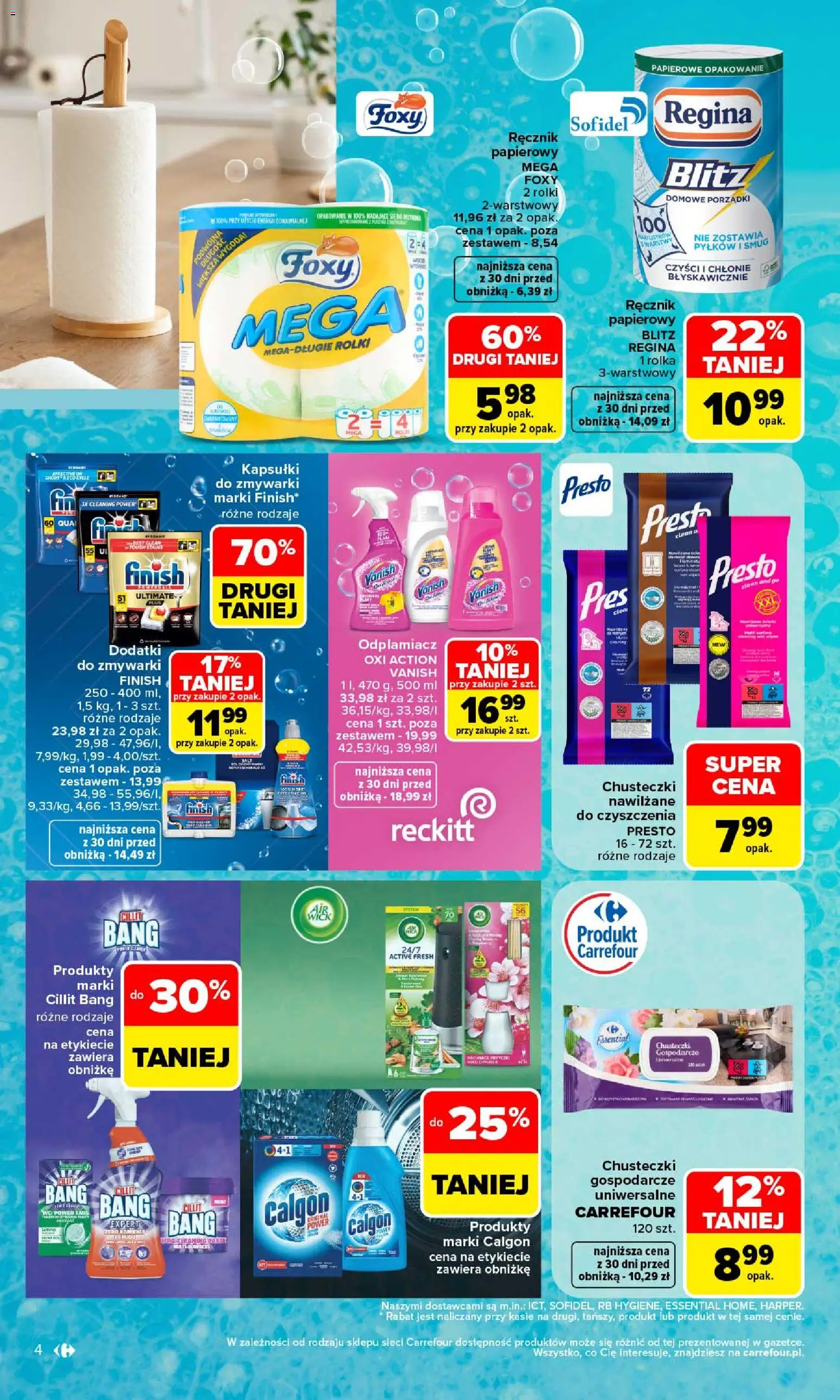 Carrefour gazetka - Porządki pełne okazji od 17.08.2026 | Strona: 4 | Produkty: Vanish, Calgon, Cillit bang, Finish