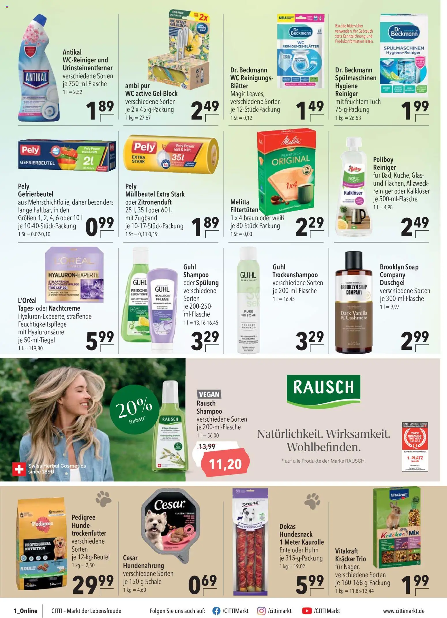 CITTI Markt Prospekt – gültig ab 21.10.2026 | Seite: 14 | Produkte: Melitta, Pedigree, Nachtcreme, Ente