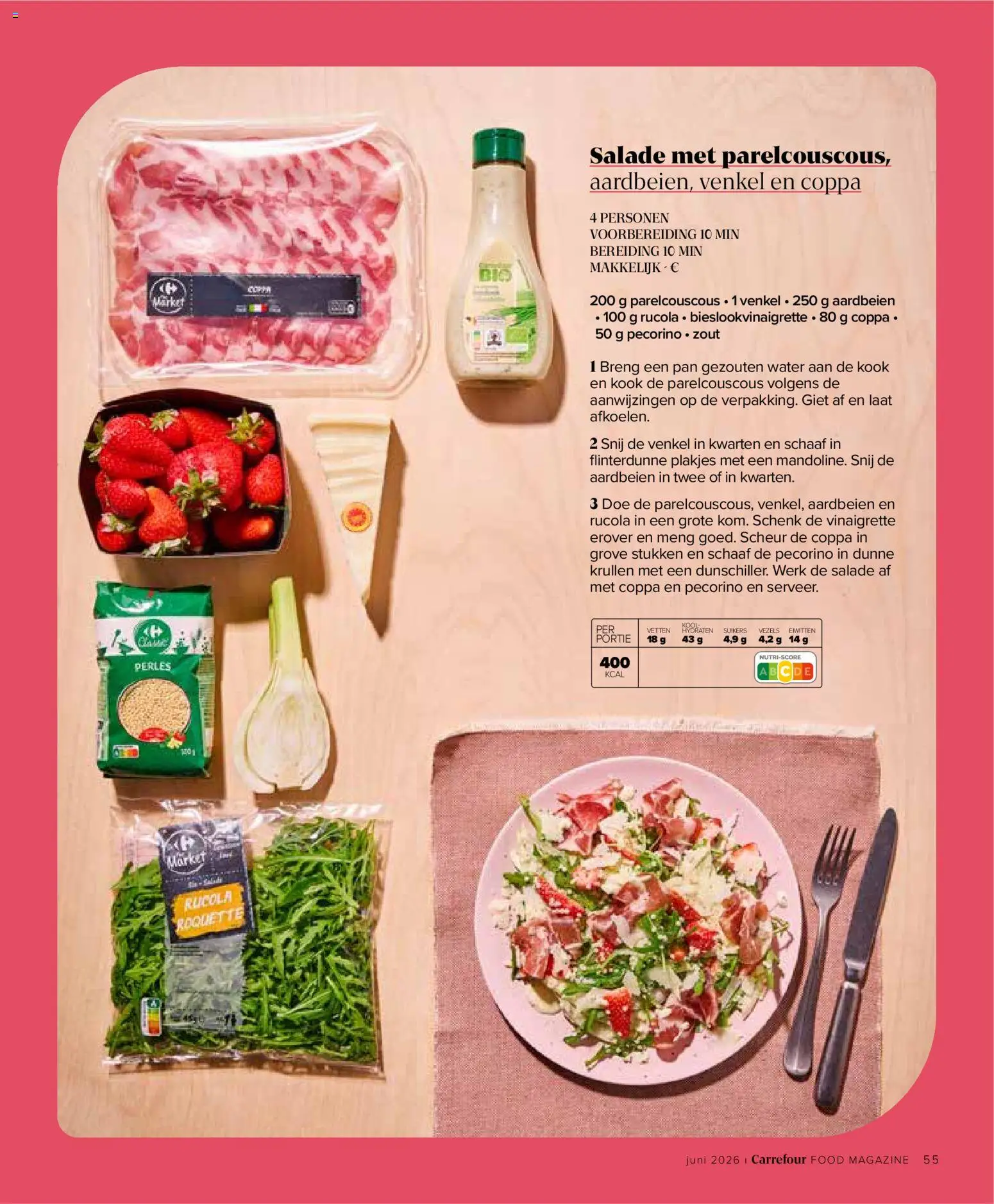 {H1} | Pagina: 55 | Producten: Aardbeien, Kool, Rucola, Pan