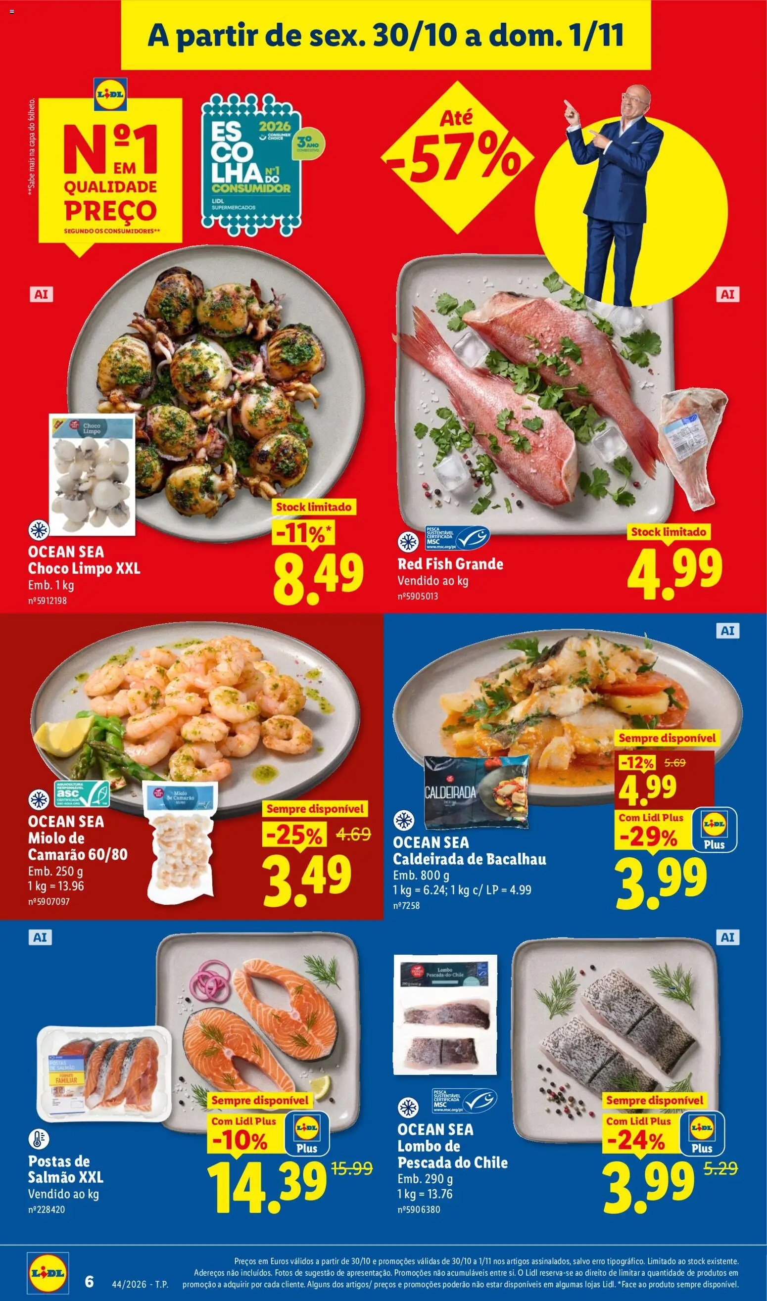 Lidl Promoções Fim de Semana │ válido de 30/10/2026 | Página: 6 | Produtos: Bacalhau, Pescada, Camarão, Lombo