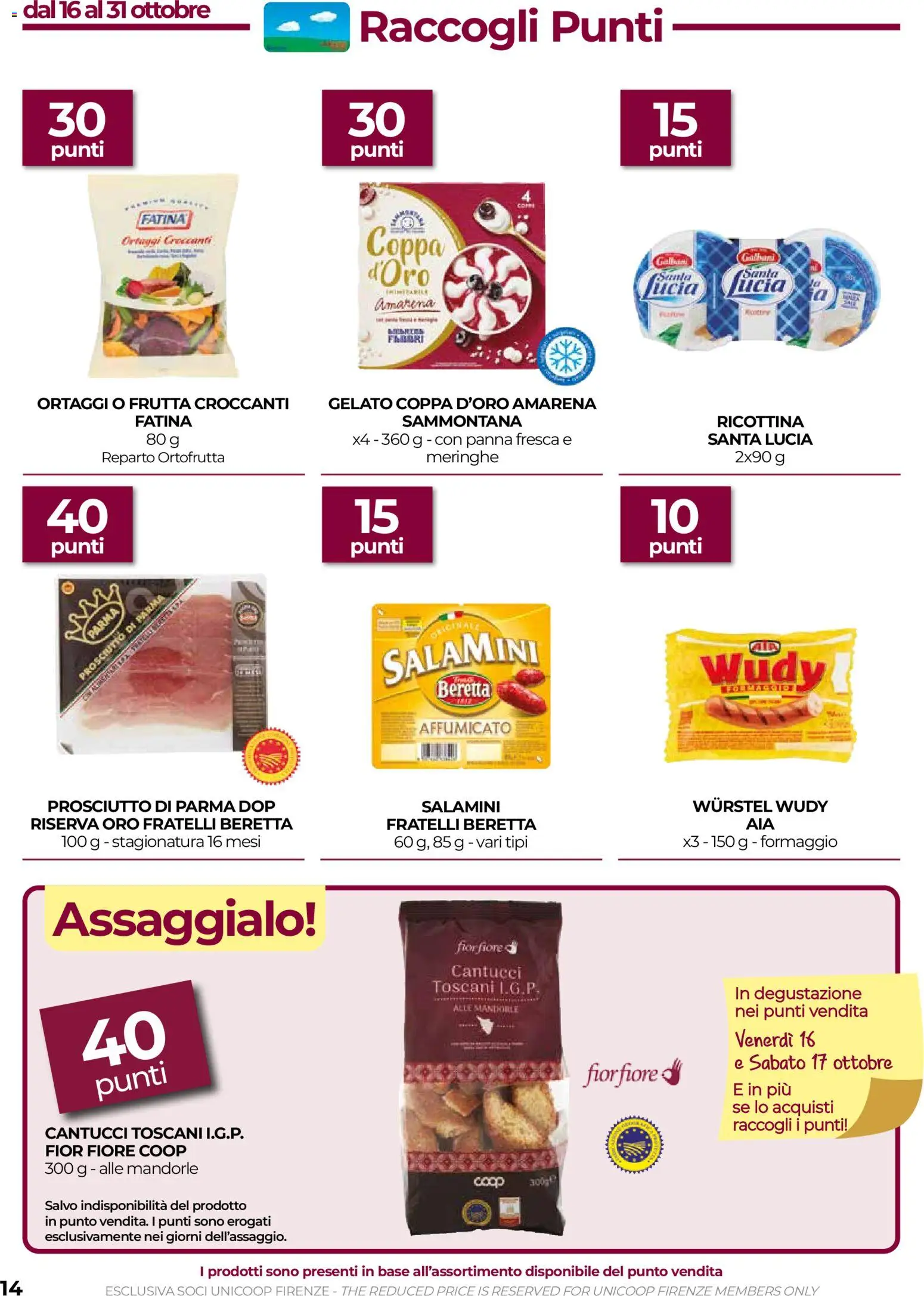 Volantino COOP del 15/10/2026 | Pagina: 14 | Prodotti: Prosciutto di Parma, Gelato, Formaggio, Prosciutto