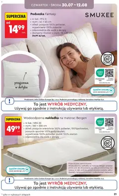 Pogląd oferty "Biedronka gazetka - Hity i inspiracje" - ważna od 27.07.2026 | Strona: 21 | Produkty: Spodnie, Materac, Poduszka
