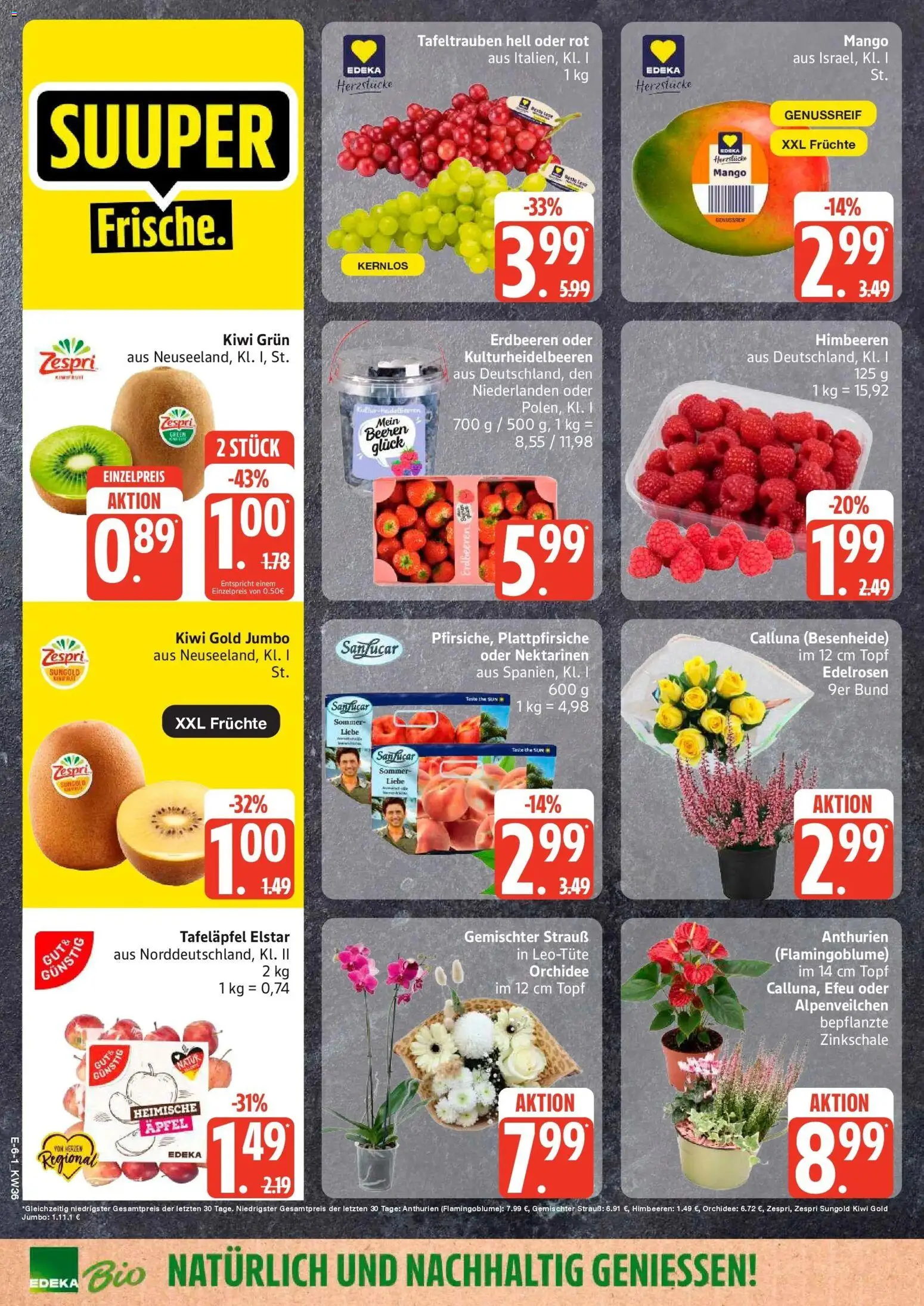 Edeka Prospekt Husum (ab 31.08.2026) » Angebote Online | Seite: 8 | Produkte: Nektarinen, Orchidee, Erdbeeren, Kiwi