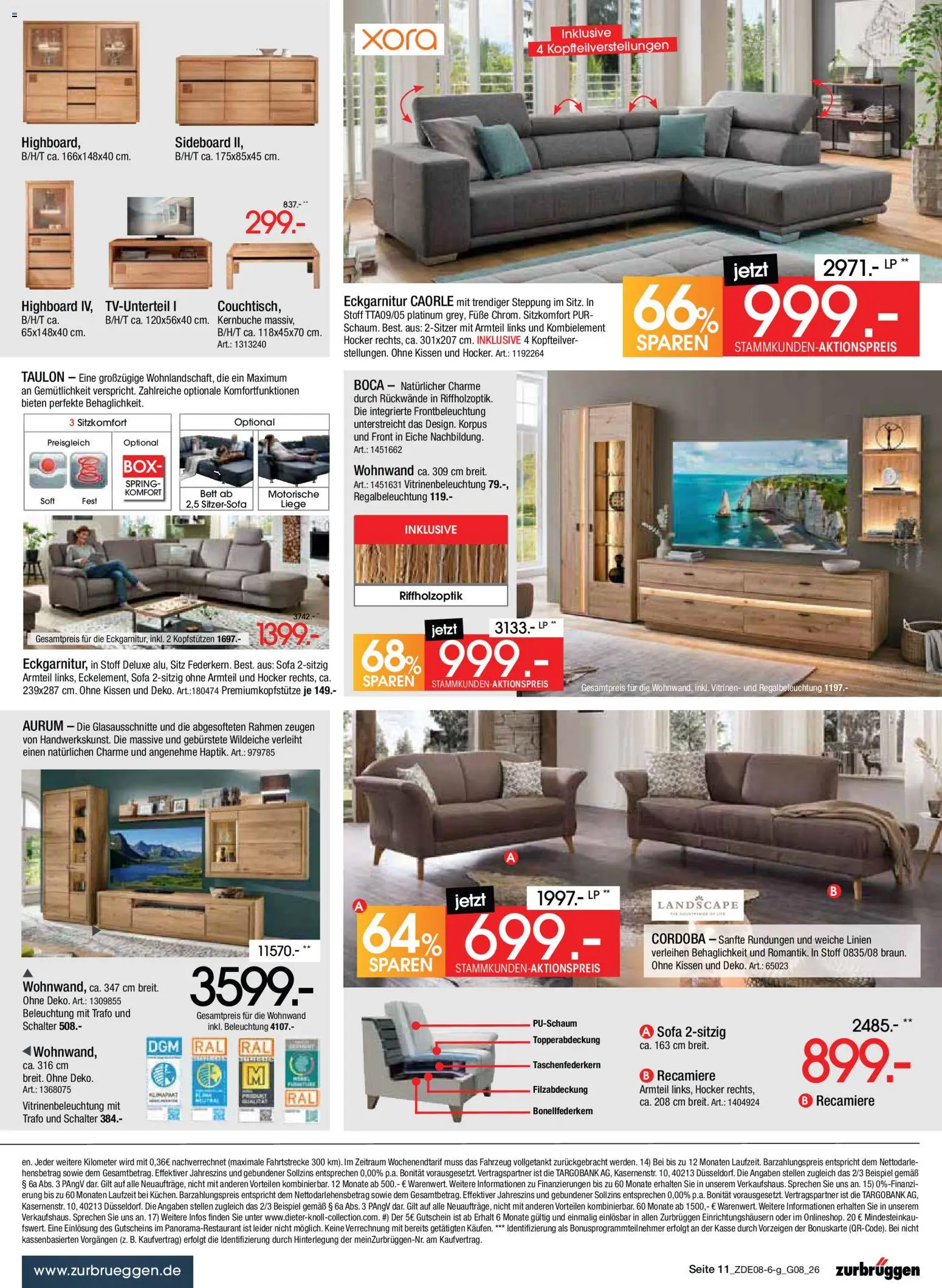 Zurbrüggen Bonus sonder-tage – gültig ab 31.07.2026 | Seite: 11 | Produkte: Sideboard, Wohnwand, HIghboard, Kissen