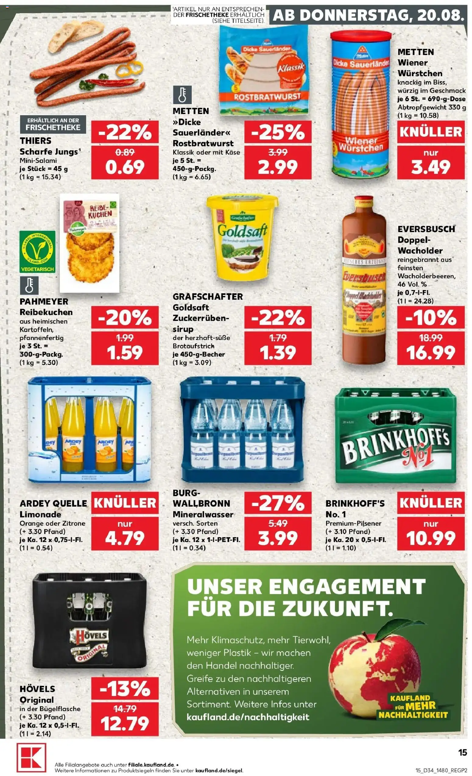 Prospekt Kaufland ab 20.08.2026 » Angebote Online zum Blättern | Seite: 15 | Produkte: Wiener wurstchen, Käse, Limonade, Mineralwasser