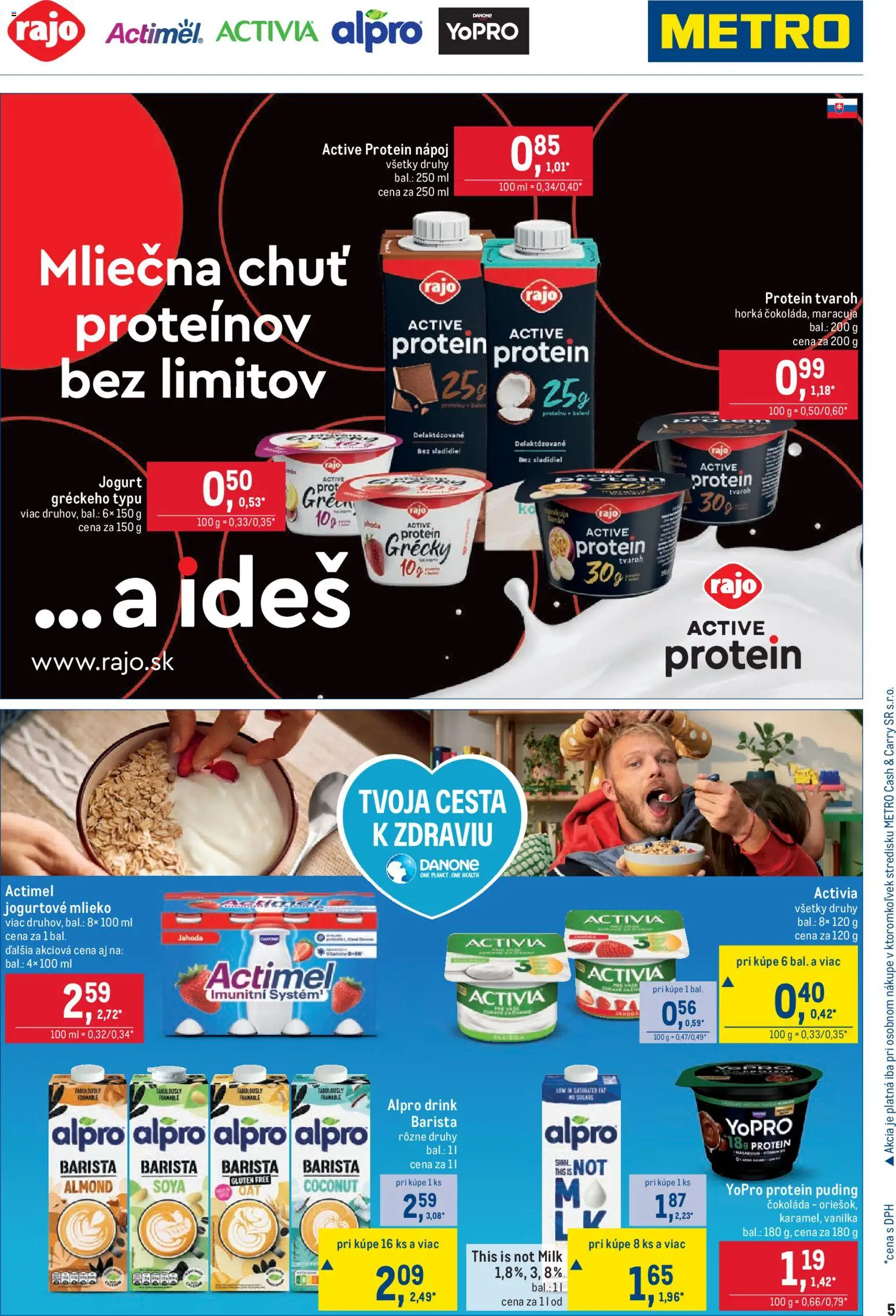 Nové Metro akcie – leták je platný od 20.05.2026 | Strana: 5 | Produkty: Jogurt, Barista, Actimel, Alpro