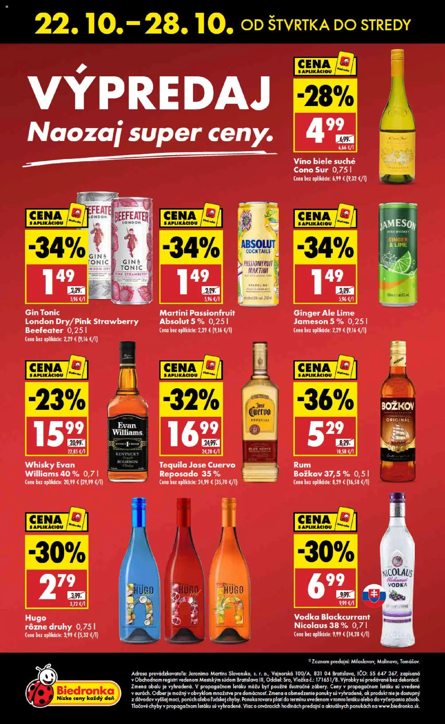 Nové Biedronka akcie – leták je platný od 22.10.2026 | Strana: 48 | Produkty: Jameson, Gin, Whisky, Rum