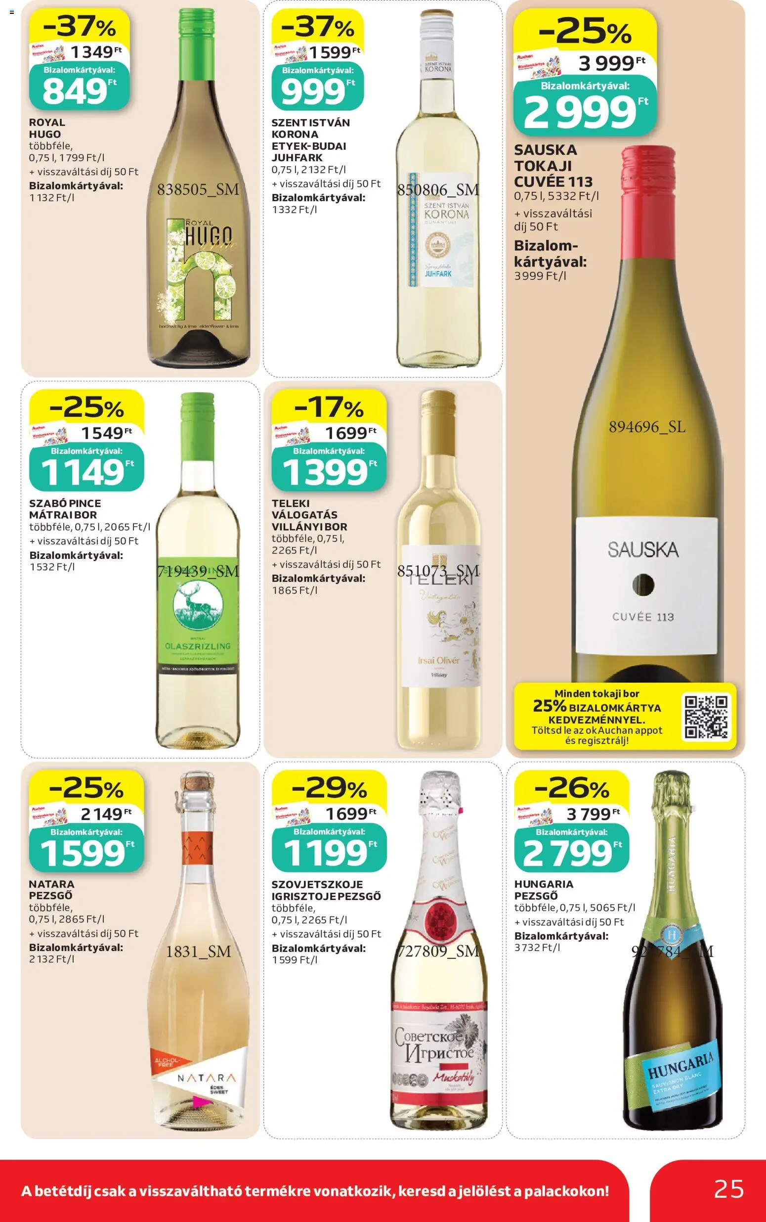 Auchan akciós ujság - amely érvényes a következő dátumtól: 18.06.2026 | Oldal: 25 | Termékek: Pezsgő, Bor