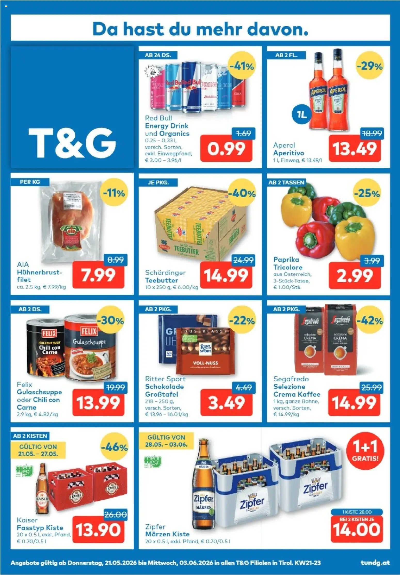 T&G Tirol gültig ab 21.05.2026 | Seite: 1 | Produkte: Chili, Kaffee, Schokolade