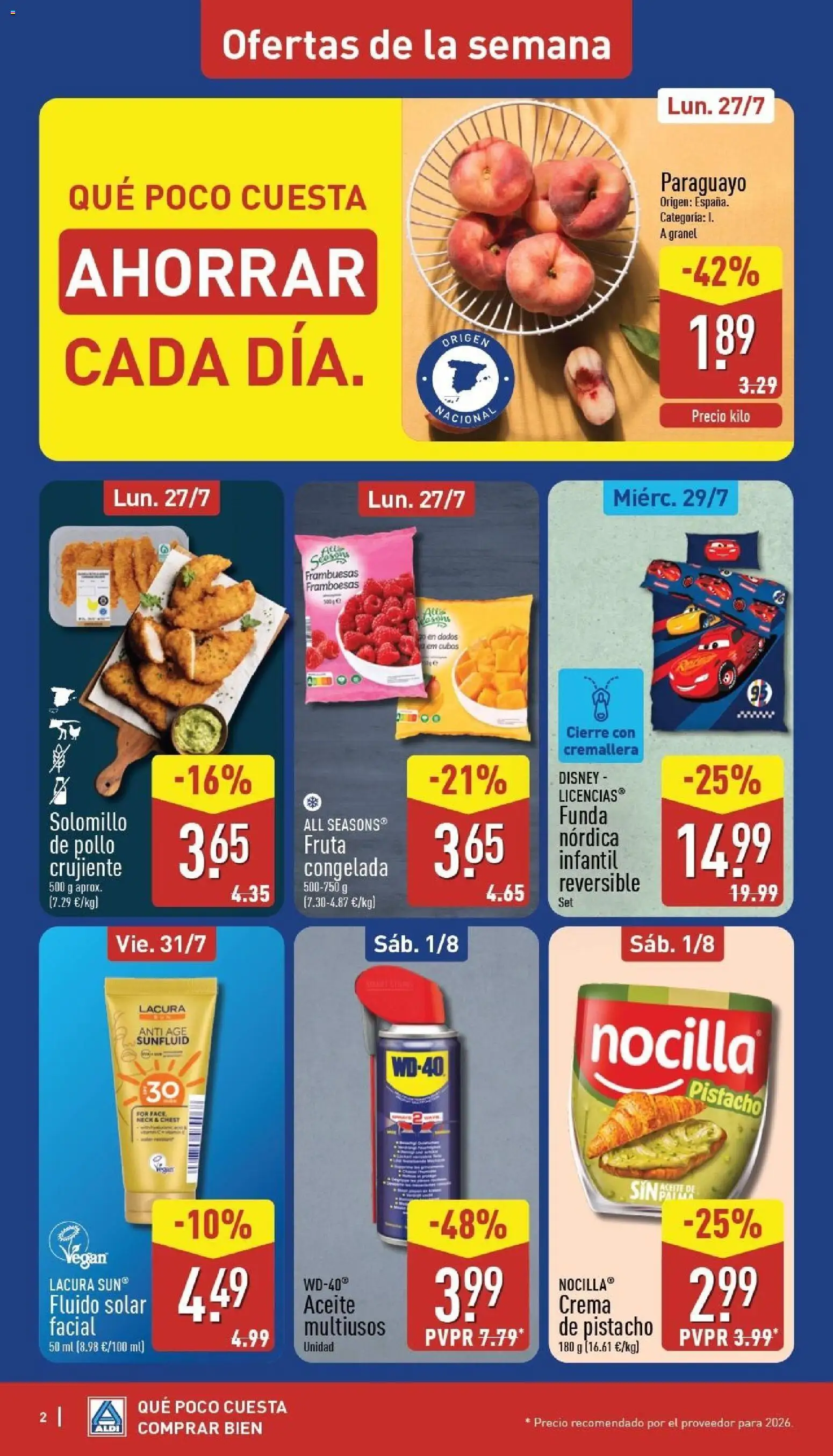 Aldi folleto Península │ válido desde el 27/07/2026 | Página: 2 | Productos: Aceite, Crema facial, Crema, Funda